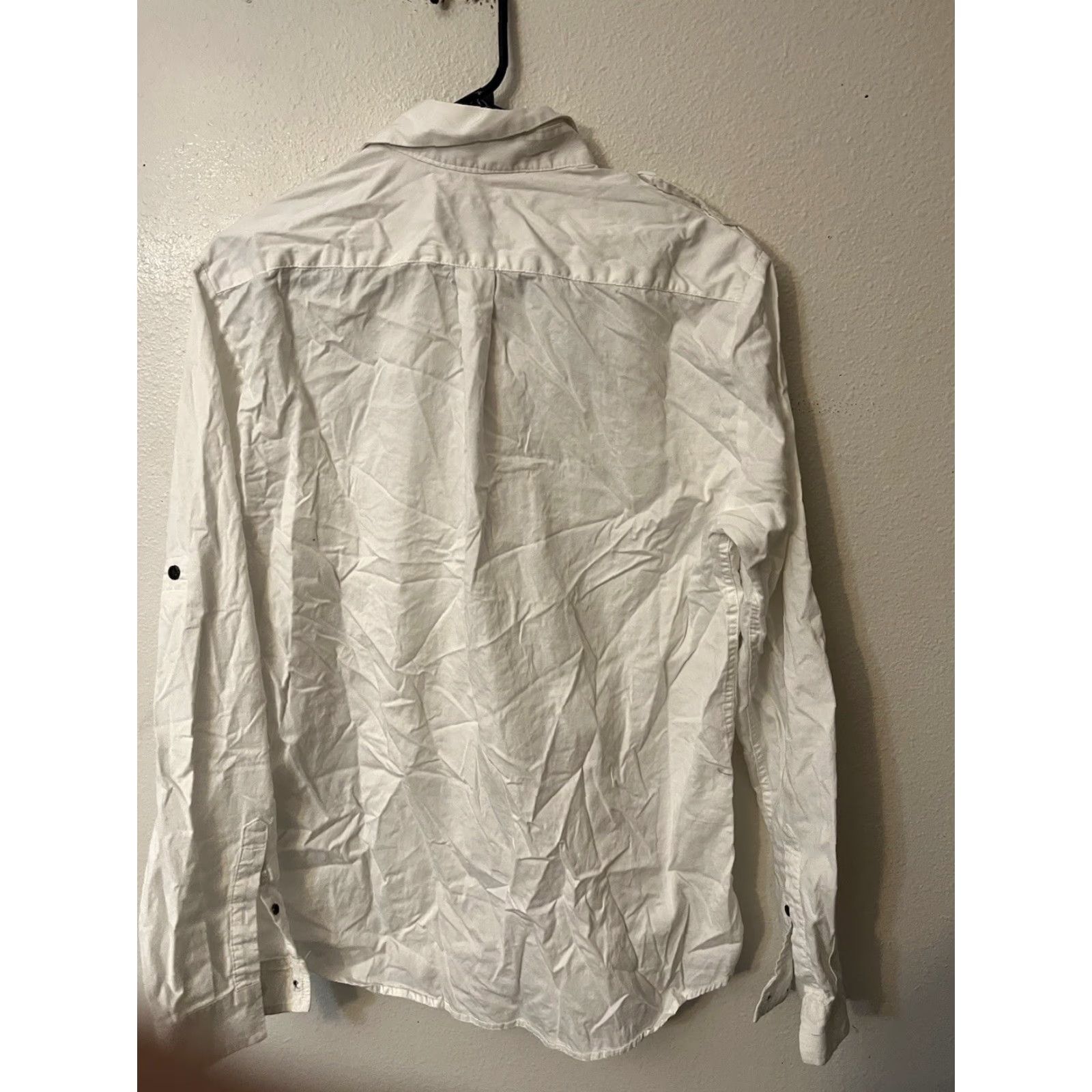 H&M H&M Shirt Medium White Long Sleeve Button-Up Cotton Military Mens Size US M / EU 48-50 / 2 - 2 Thumbnail