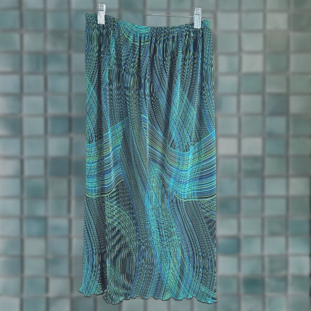 Vintage VTG Clio Skirt A-Line Midi Blue S Womens Elastic Waist Pull On Pleated Striped Vintage: Yes Size 28" / US 6 / IT 42 - 1 Thumbnail