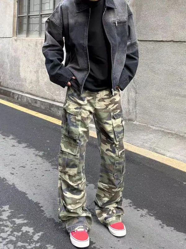 Vintage VIBE Washed camouflage baggy micro flare casual trousers Size US 32 / EU 48 - 5 Thumbnail