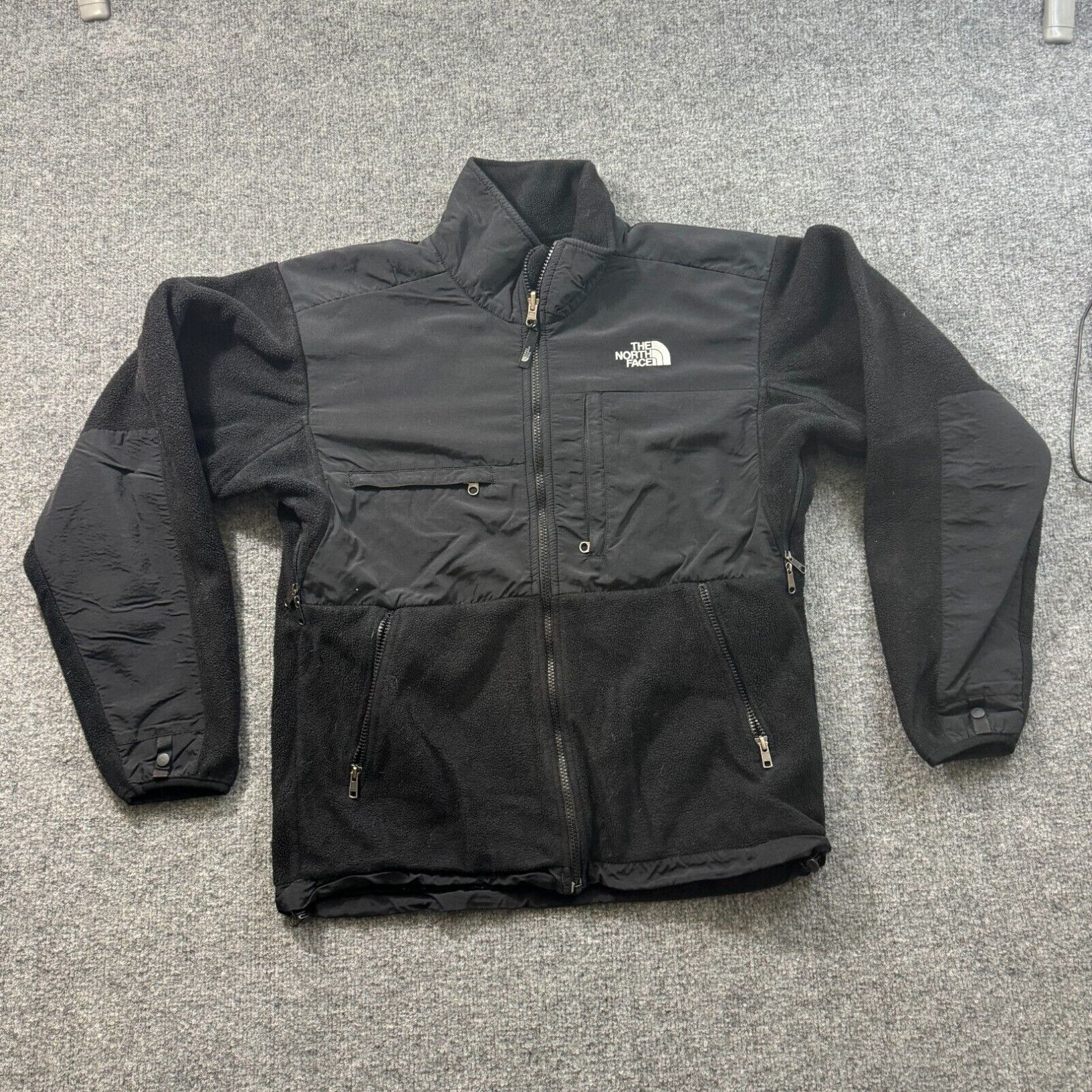 Image of The North Face Jacket Mens Small Black Denali Fleece Full Zip Outdoor Polartec in White