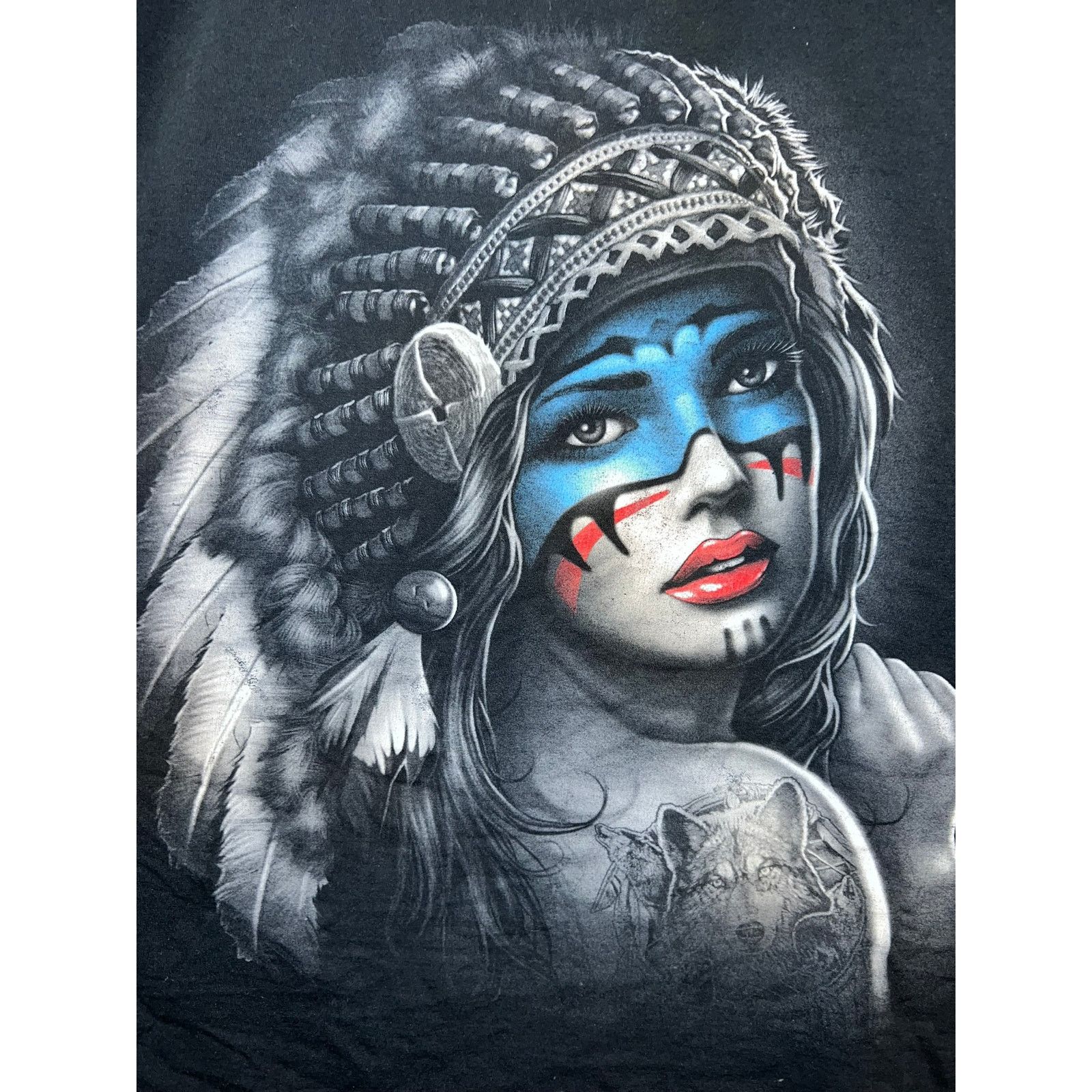 Fruit Of The Loom Vintage Native American Girl Shirt Tattoo Graphic Black 3 Size US XXL / EU 58 / 5 - 2 Thumbnail