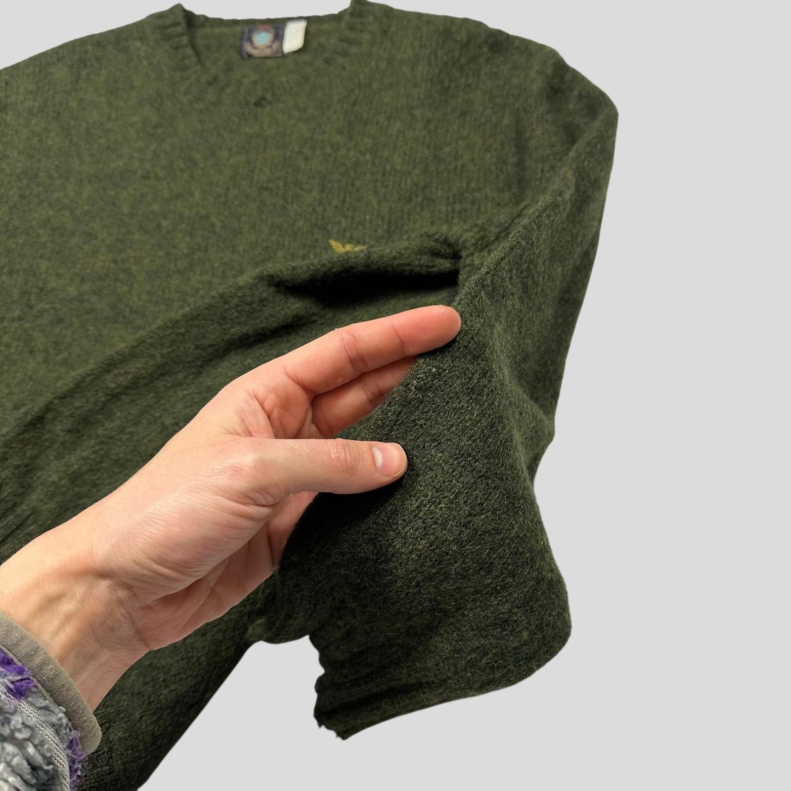 Armani Emporio Armani 80’s Moss Green Heather Wool Logo Jumper - M Size US M / EU 48-50 / 2 - 4 Thumbnail