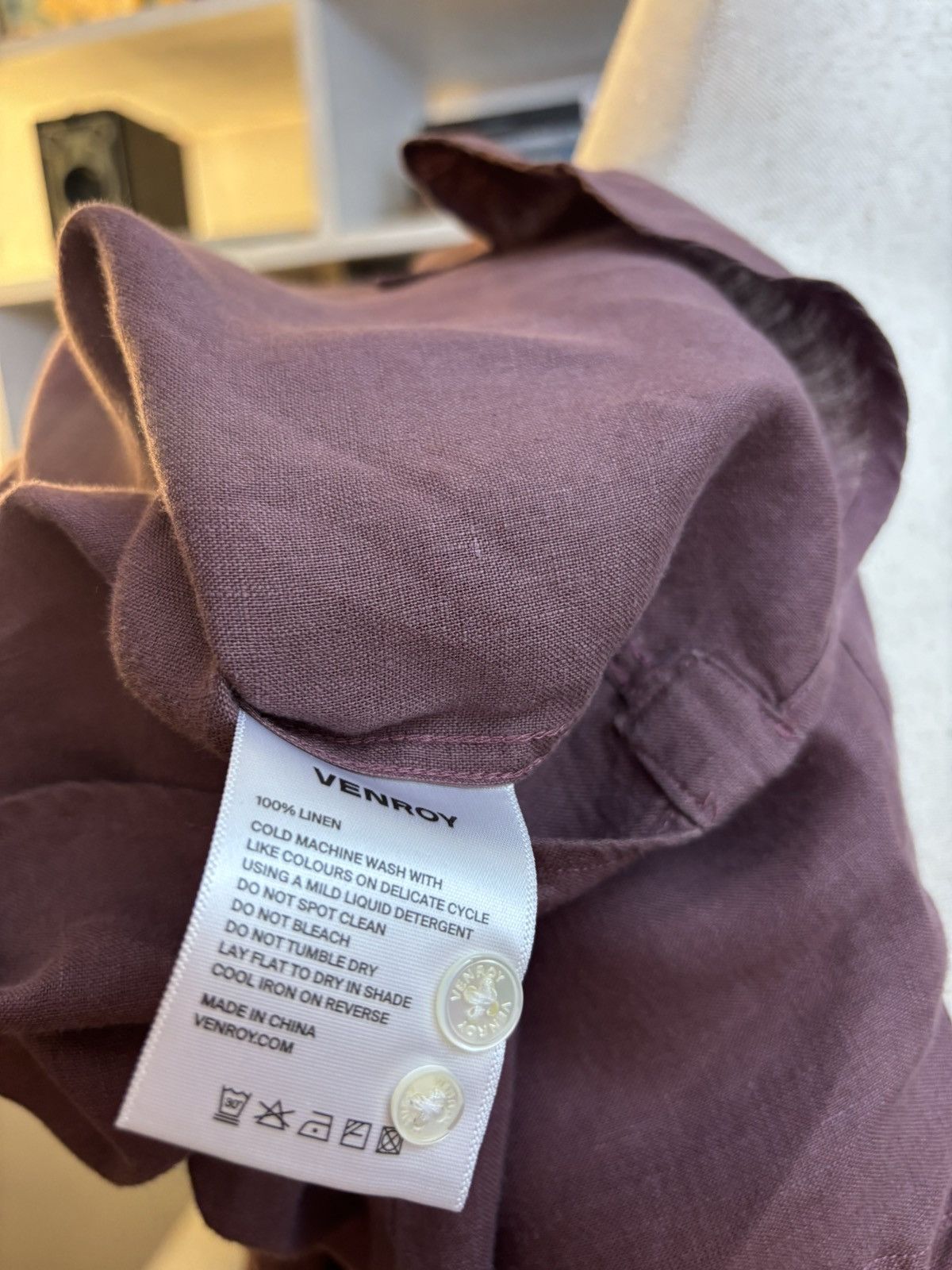 Venroy Venroy Burgundy Linen Button Up Size US L / EU 52-54 / 3 - 5 Thumbnail
