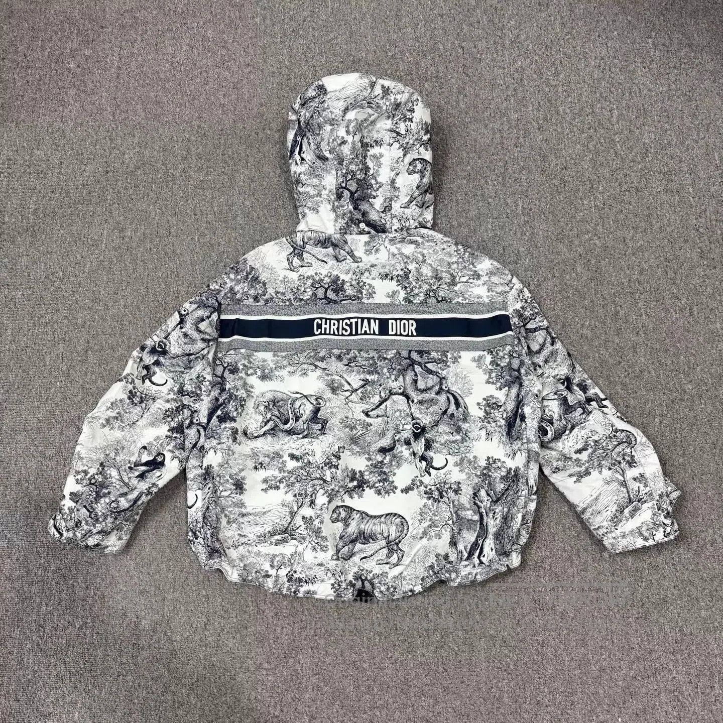 Dior Gray Animal Print Hooded Jacket - XS. Size US XS / EU 42 / 0 - 2 Thumbnail