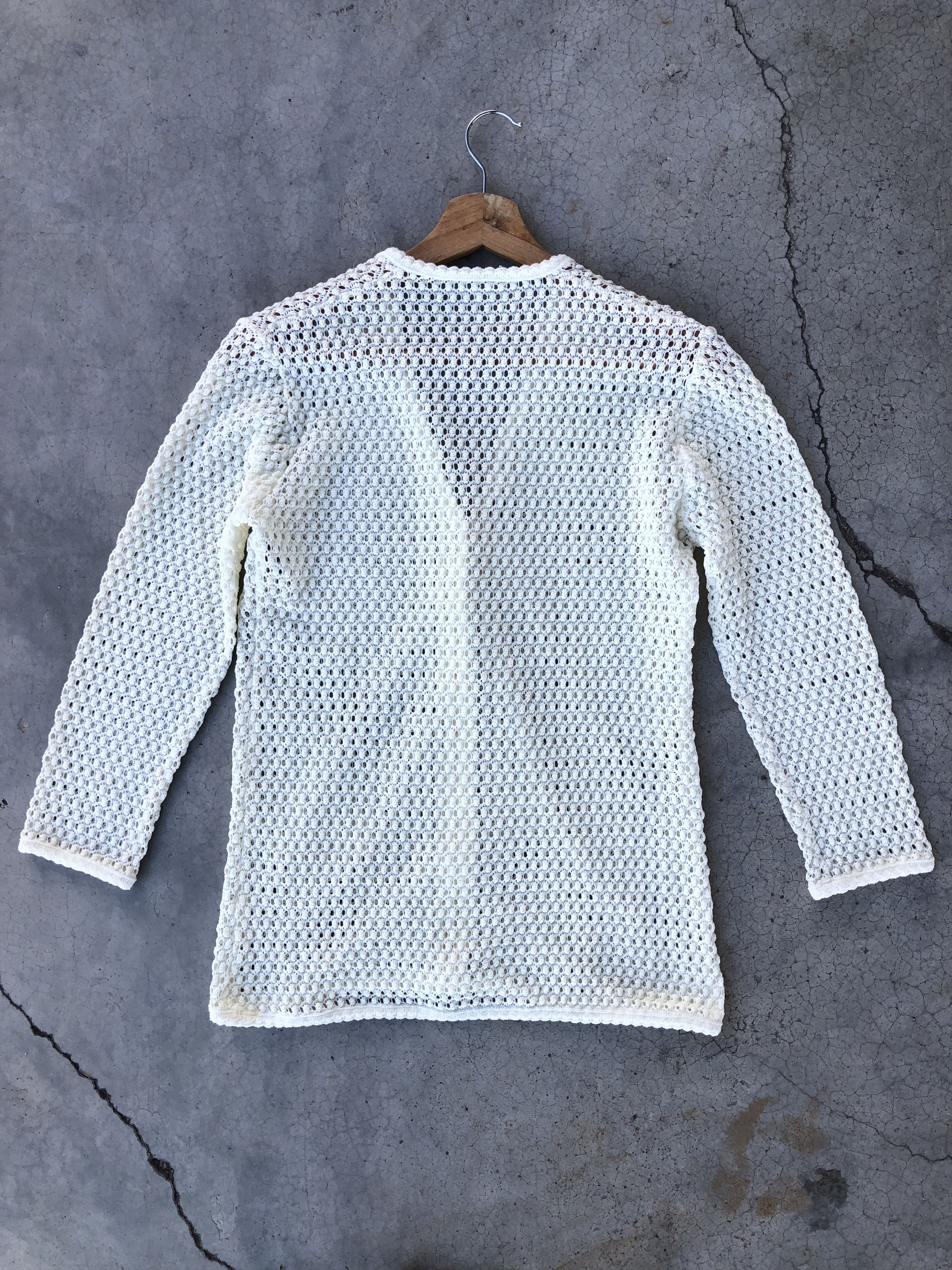 Aran Isles Knitwear × Designer Cardigan Crochet Mesh Net Sexy Jumper/Memeri Pattern Size US XS / EU 42 / 0 - 9 Thumbnail