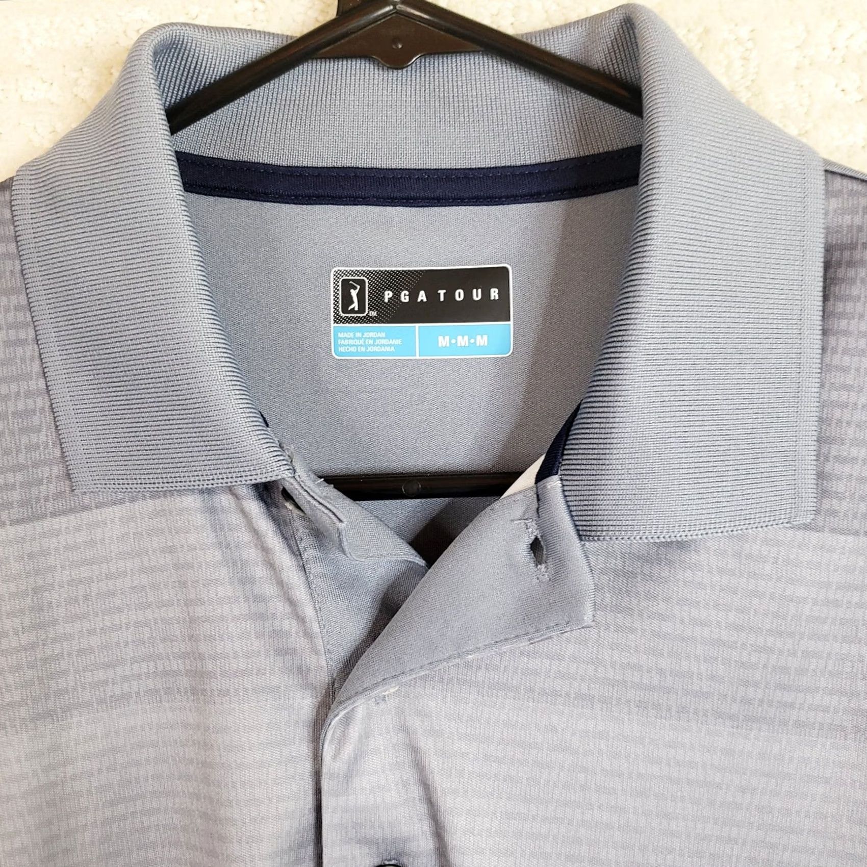Vintage Pro Tour Polo Shirt Golf Mens Medium Gray Striped Moisture Control Top Size US M / EU 48-50 / 2 - 4 Thumbnail