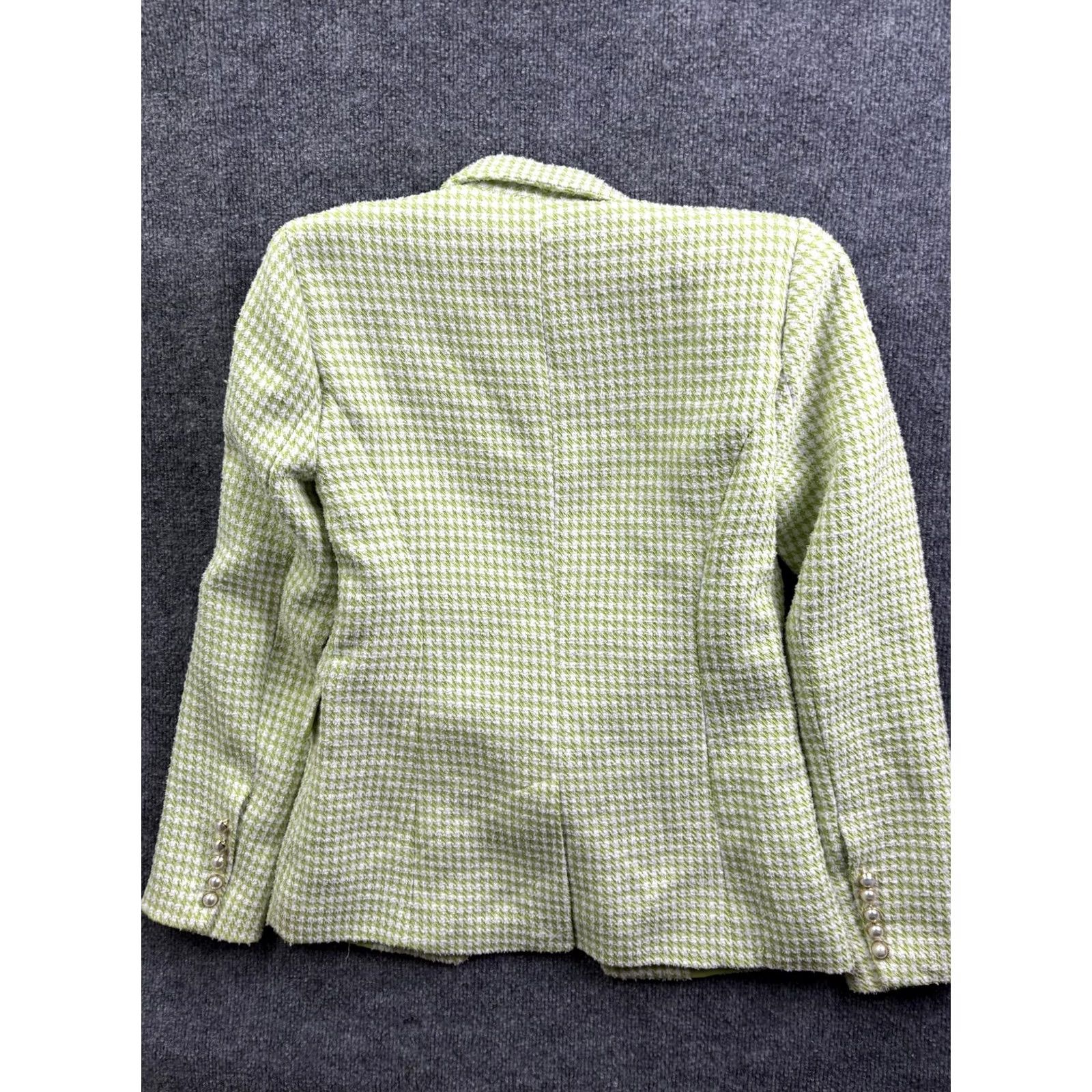 Vintage VINTAGE House of Harlow 1960 Blazer Womens Small Green Tweed Double Breasted Check Size S / US 4 / IT 40 - 7 Thumbnail