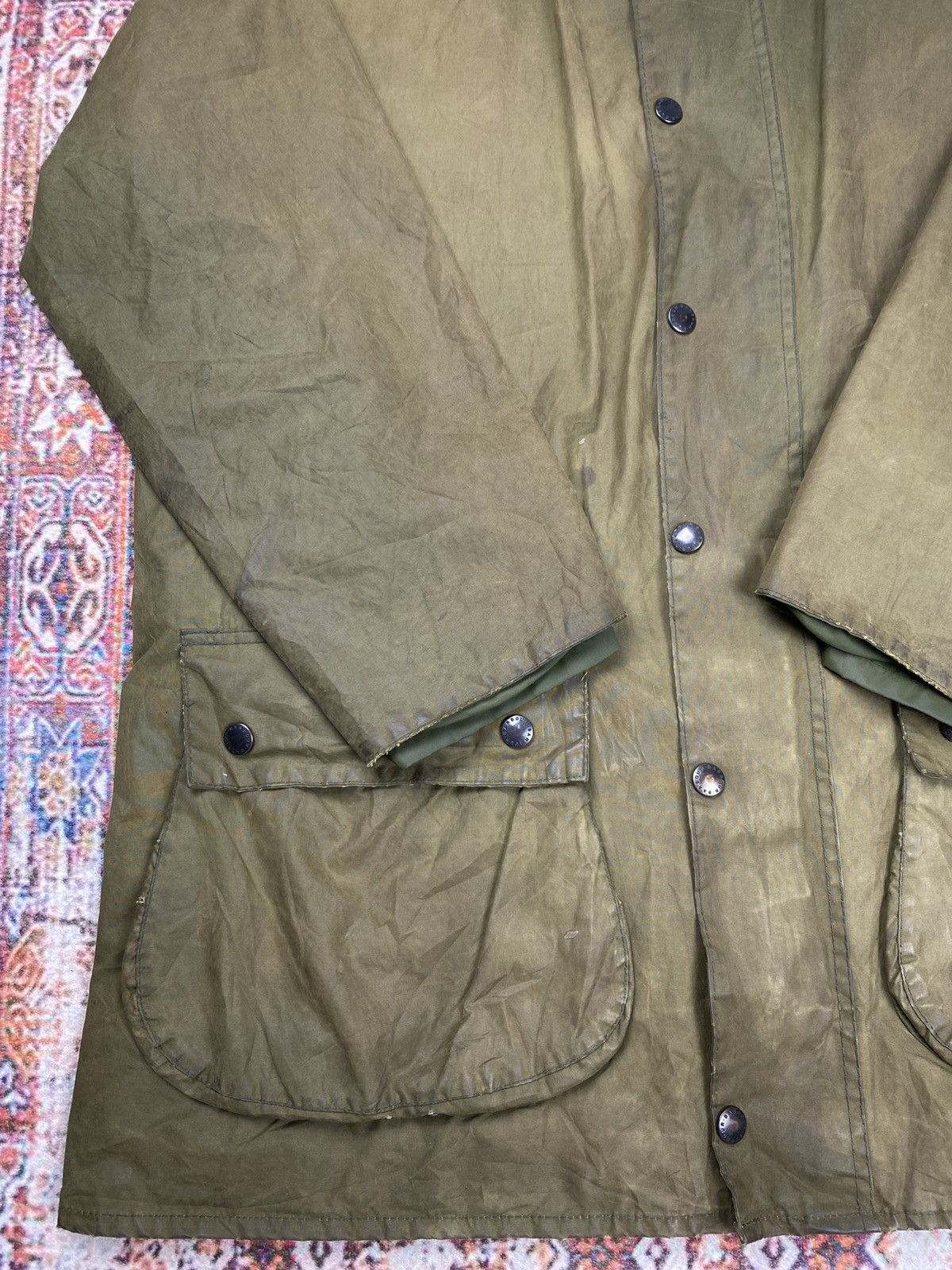 Barbour Vintage Sunfaded Barbour Border Waxed Jacket Made in England Size US XL / EU 56 / 4 - 7 Thumbnail