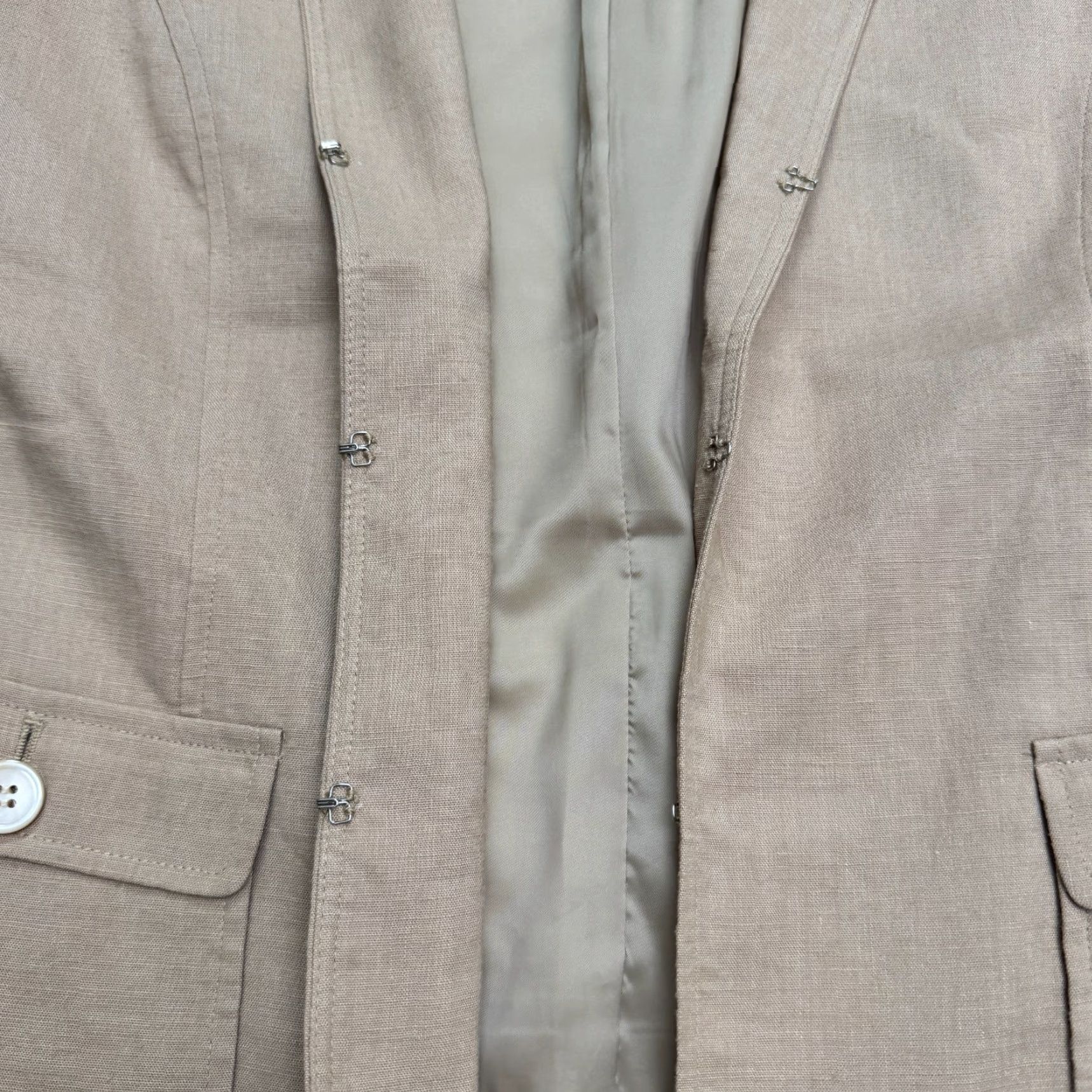 Talbots Talbots Jacket Womens 10 Brown Tan Linen Blend Collarless Hook Eye Career Size L / US 10 / IT 46 - 4 Thumbnail