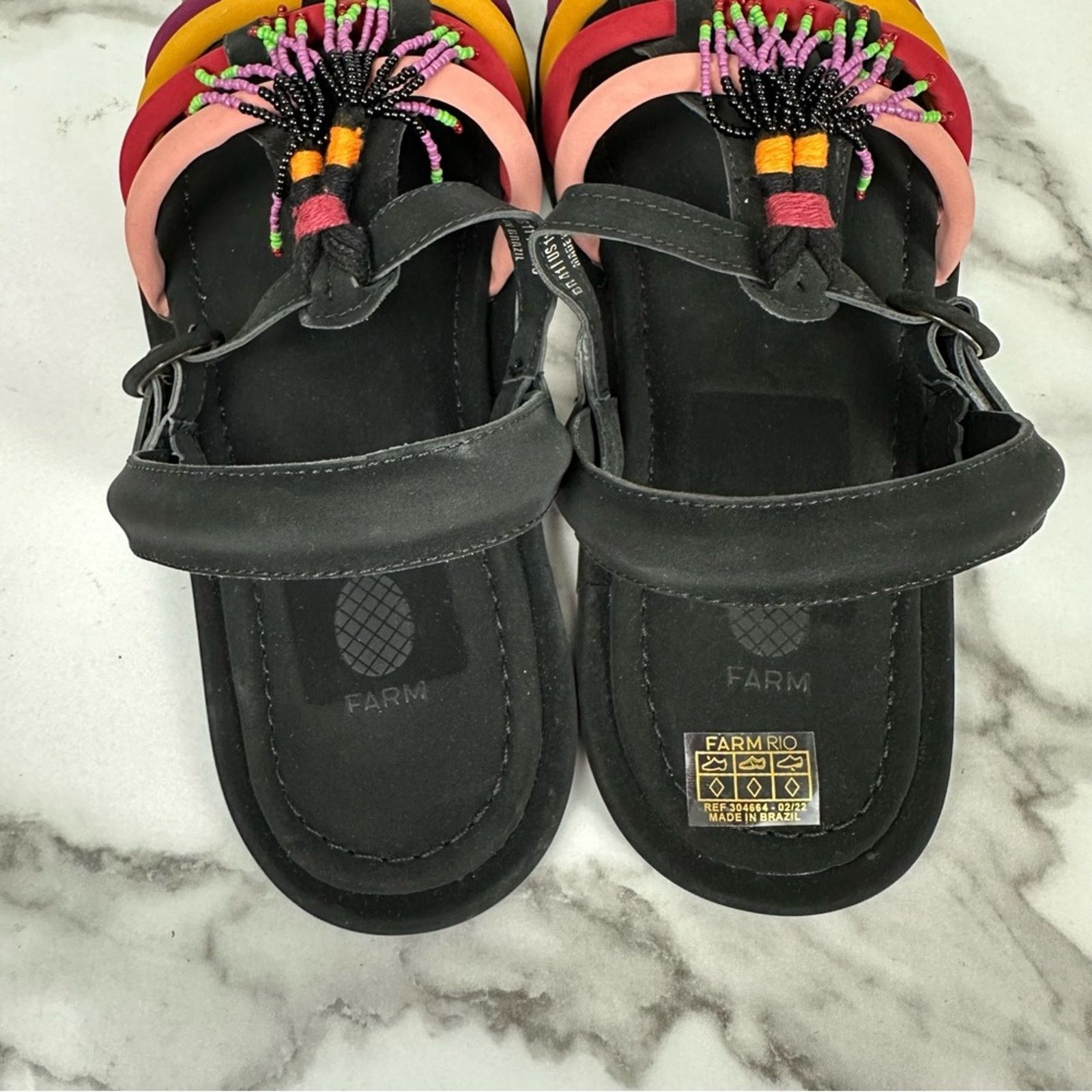 Farm Rio NEW Farm Rio Black Beaded Rainbow Boho Sandals Size 11 Size US 11 / IT 41 - 8 Thumbnail