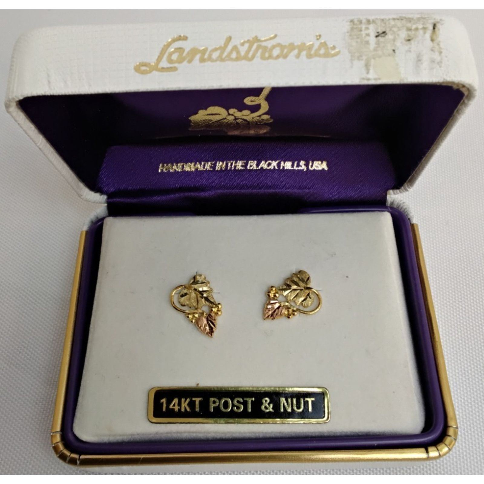 Vintage Landstroms & Black Hills Gold Earrings 10k Top 14k Post/Nut Size ONE SIZE - 2 Thumbnail
