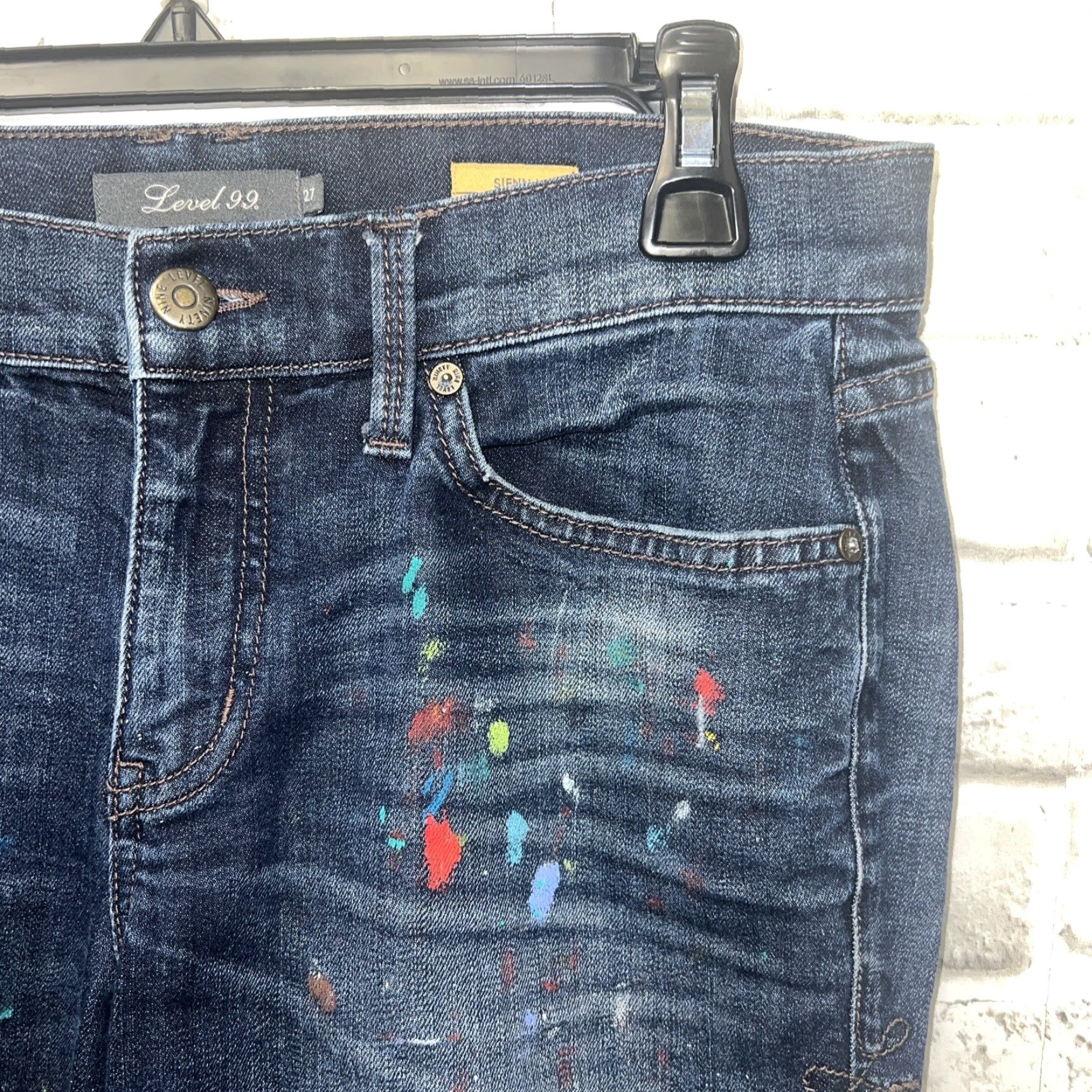 Vintage VINTAGE Level 99 Sienna Tomboy Paint Splatter Jeans Womens 27 x28 Blue Skinny 27 Womens Jeans Size 27" / US 4 / IT 40 - 2 Thumbnail