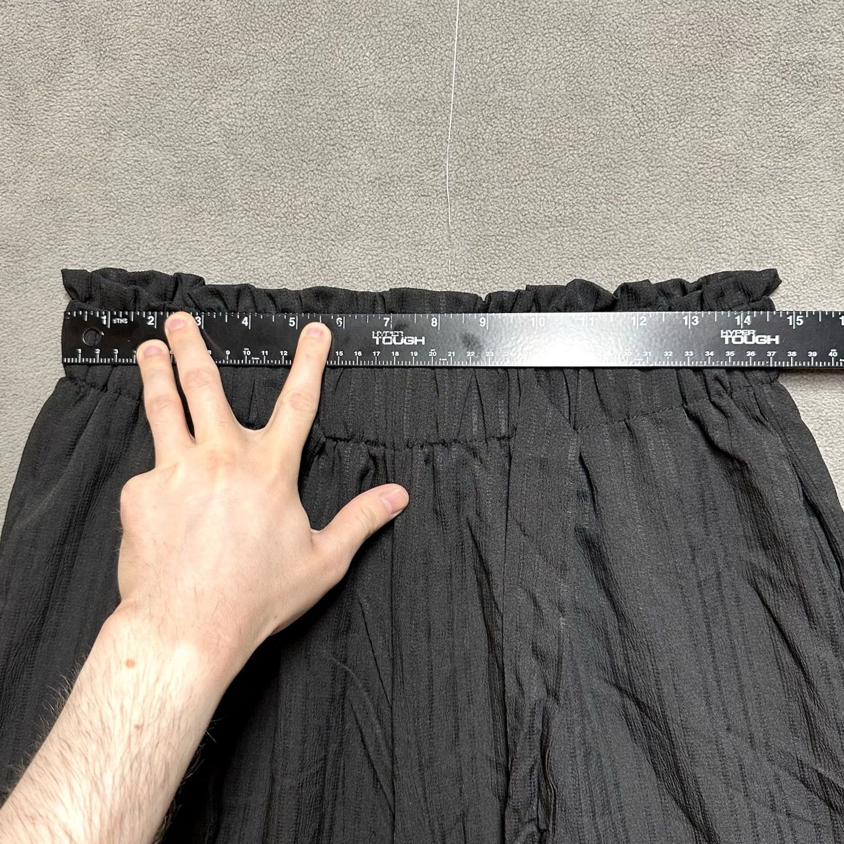 Shein Shein Pants Womens XL Black Wide Leg Ruffled Waist Lightweight Pinstripe Belted Size 40" / US 18 - 4 Thumbnail