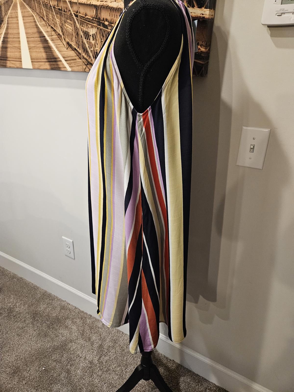 Designer Nwt Loft Vibrant Striped Halter Dress Size M / US 6-8 / IT 42-44 - 2 Thumbnail