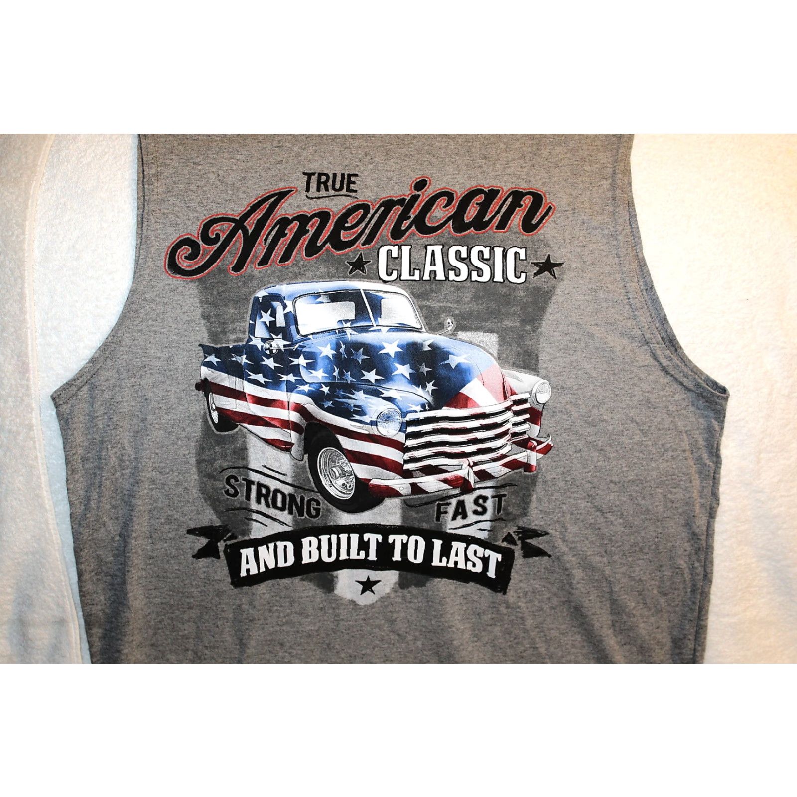 Vintage VINTAGE AMERICAN FLAG PICKUP TRUCK T-SHIRT Mens Sleeveless M Gray Graphic Tee 80/20 USA Theme Size US M / EU 48-50 / 2 - 2 Thumbnail