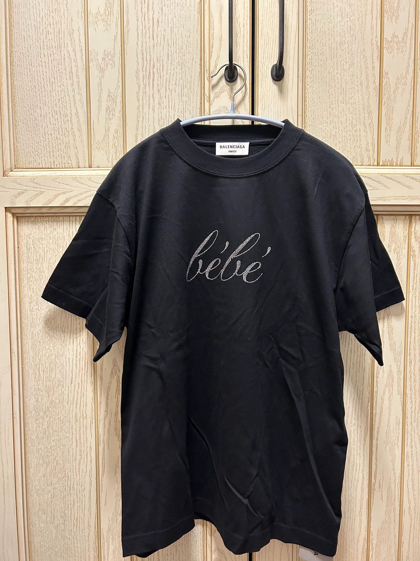 Balenciaga Black Bebe Logo Stretch Cotton T-Shirt