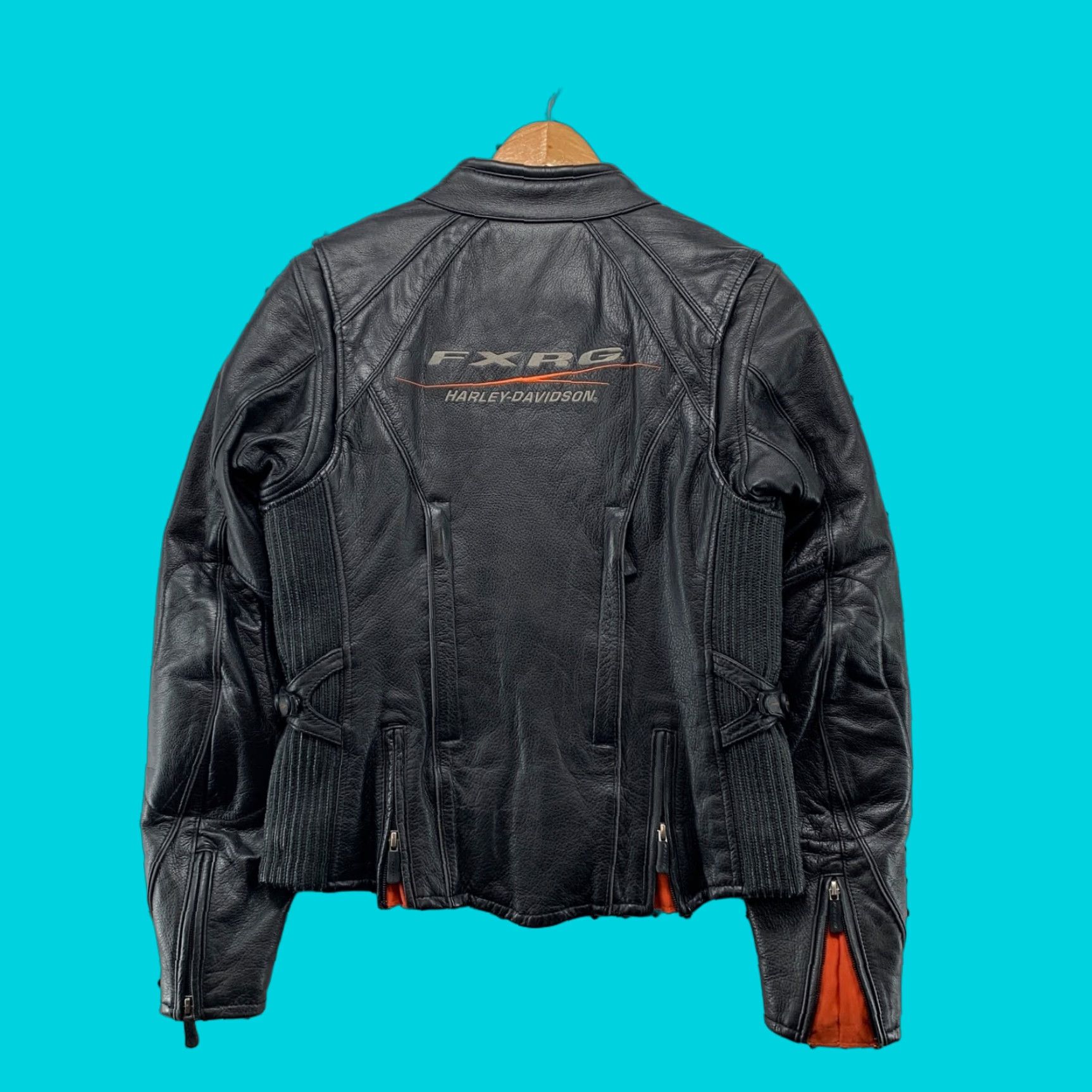 VINTAGE Harley-Davidson FXRG Leather Motorcycle Jacket Womens Small Black Adult Small Black - Motorcycle Jacket - Womens