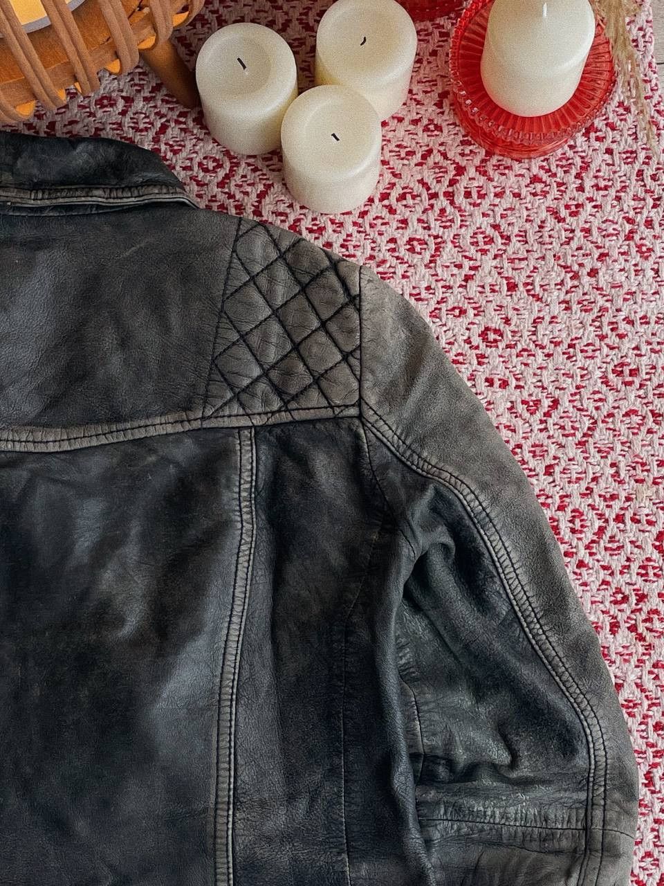 Allsaints AllSaints Grey Black Leather Biker Jacket Size XS / US 0-2 / IT 36-38 - 3 Thumbnail