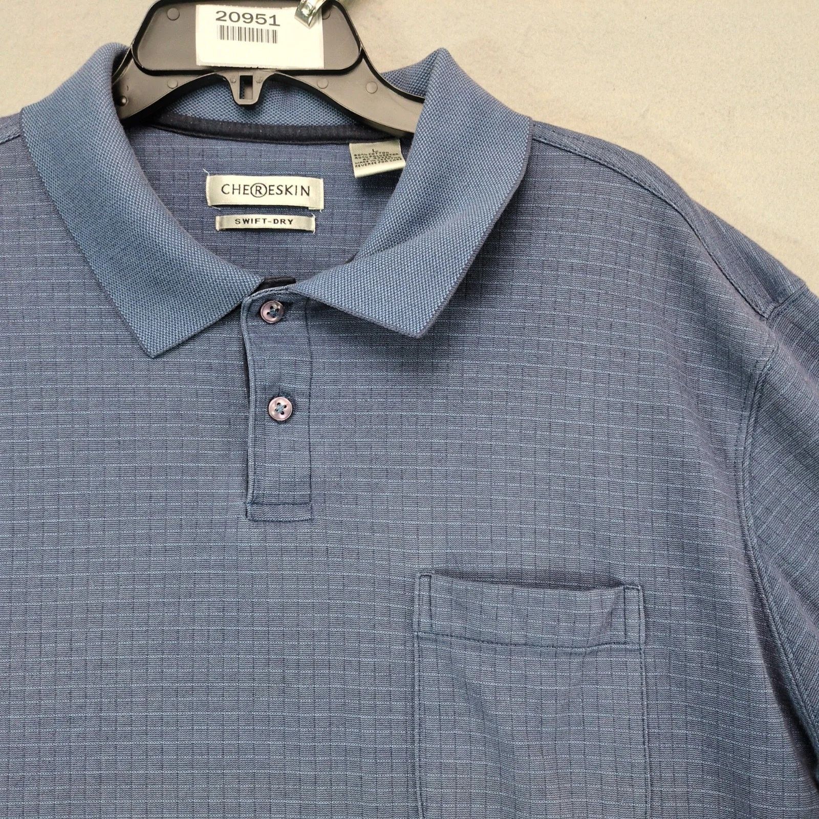 Vintage Chereskin Swift-Dry Navy Grid Polo Shirt Men's L Golf Size US L / EU 52-54 / 3 - 8 Thumbnail