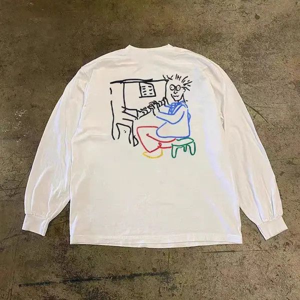 Japanese Brand VIBE White casual retro piano print long sleeve t-shirt Size US L / EU 52-54 / 3 - 3 Thumbnail