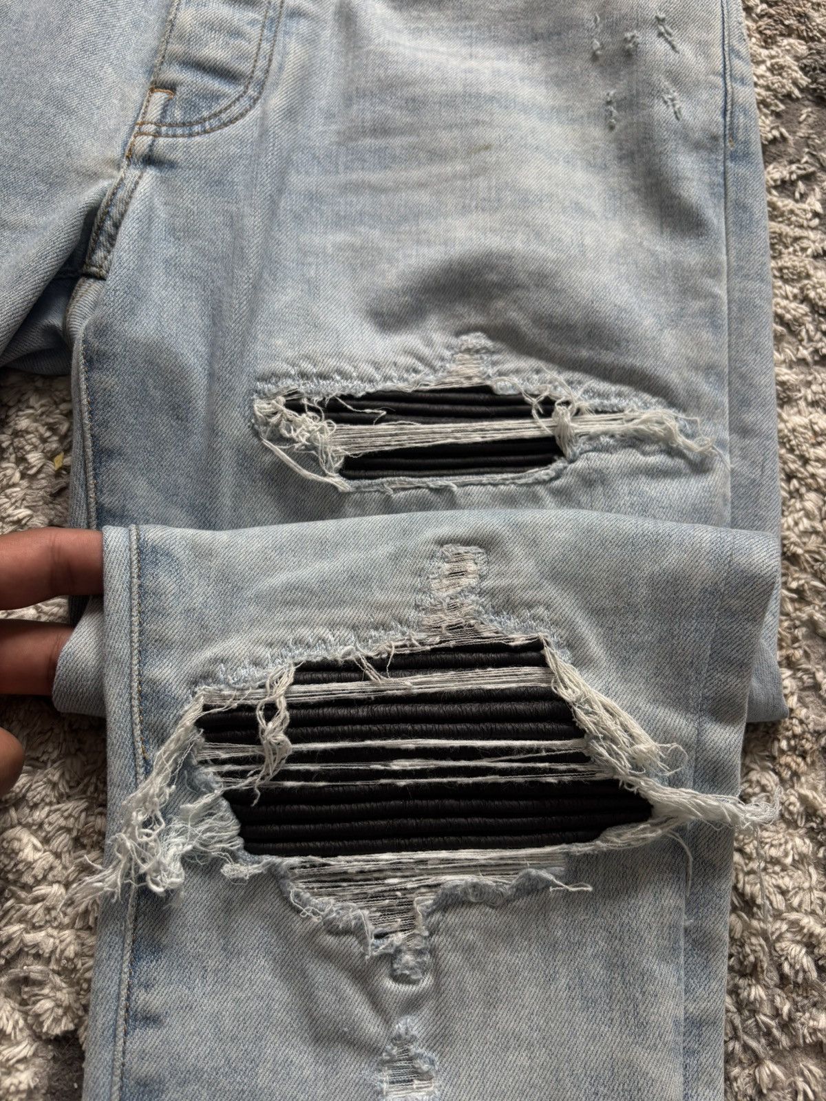 Amiri Amiri MX1 “Black Leather Patch” Jeans – Size 34 Size US 34 / EU 50 - 2 Thumbnail