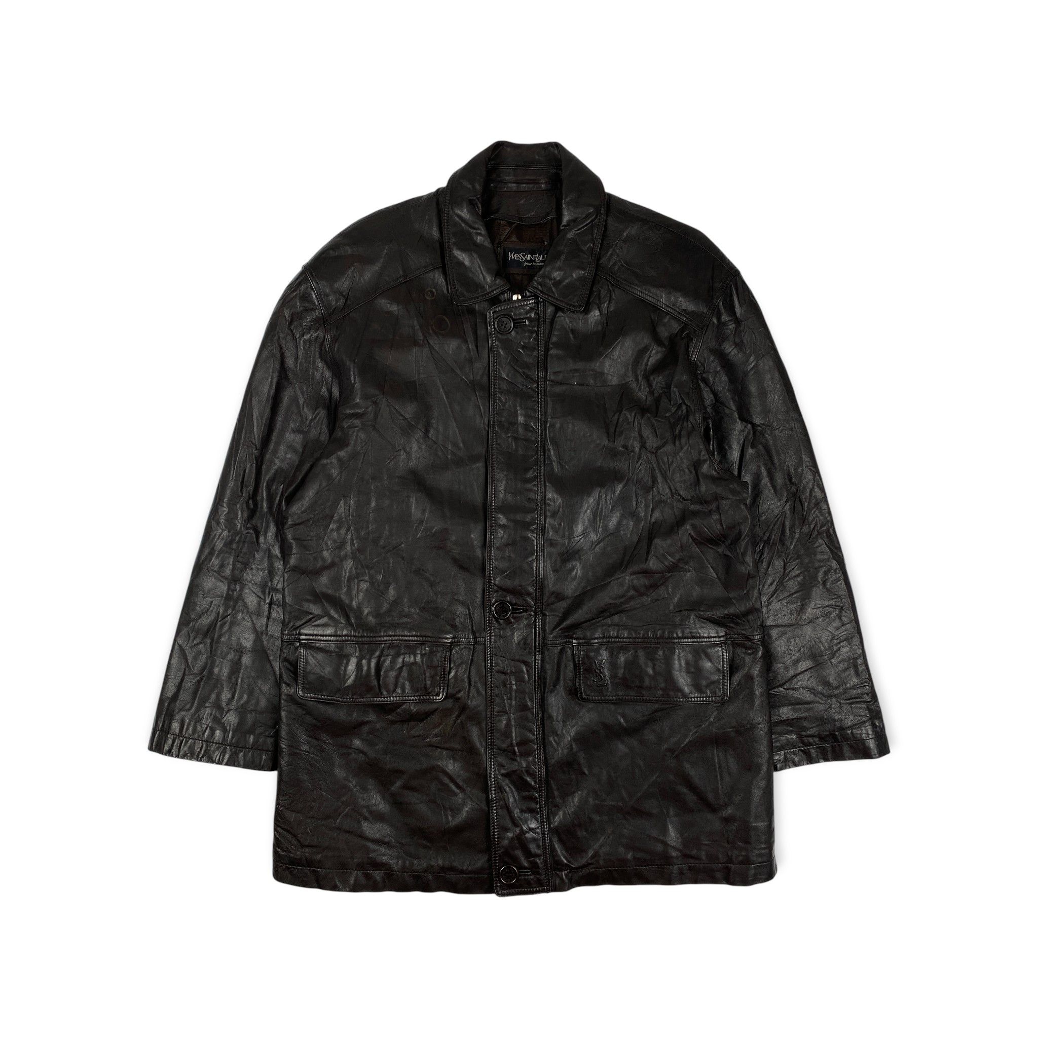 Yves Saint Laurent Leather Car Coat Jacket Size US L / EU 52-54 / 3 - 1 Thumbnail
