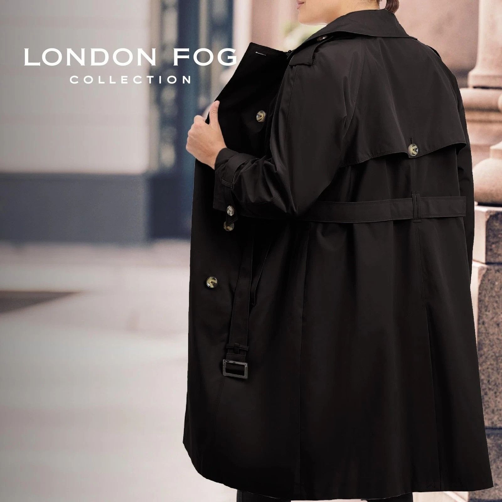 London Fog London Fog Women's Double Breasted Trench Coat w/ Belt Black Size L / US 10 / IT 46 - 4 Thumbnail