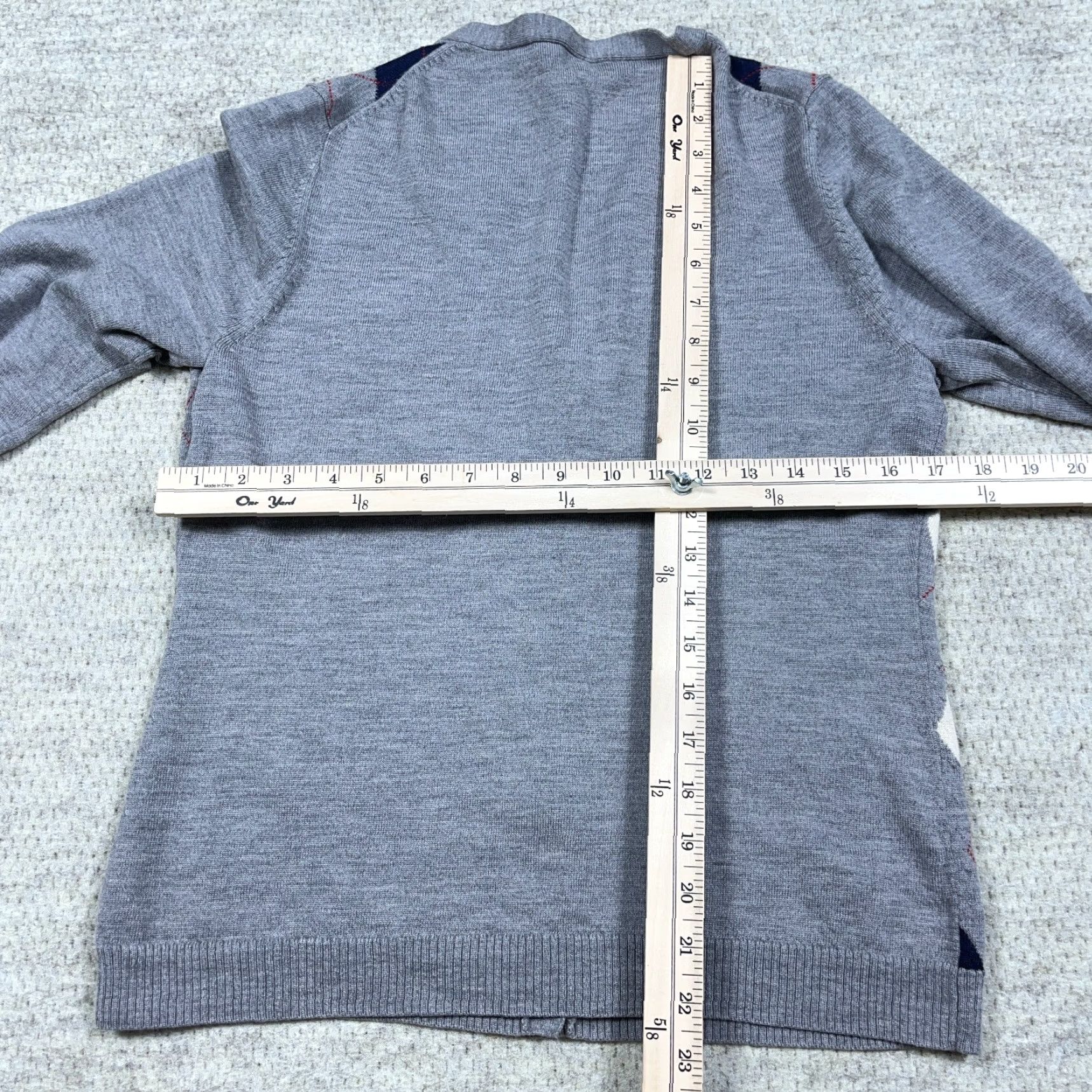 Brooks Brothers VINTAGE Brooks Brothers Cardigan Sweater Women Large Gray Blue Diamond V Neck 346 Wool Size L / US 10 / IT 46 - 6 Thumbnail