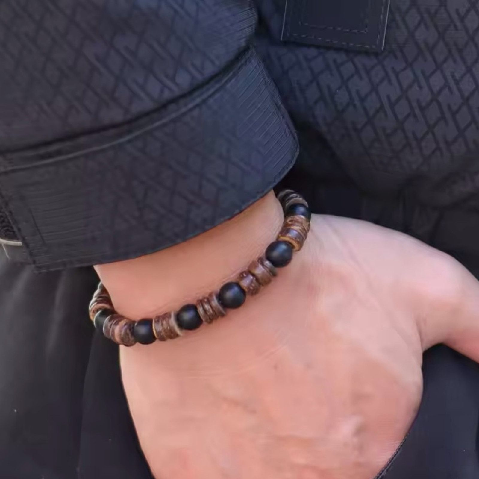 Other Natural Coconut Husk Bracelet For Men Handmade Onyx Volcanic Size ONE SIZE - 1 Thumbnail
