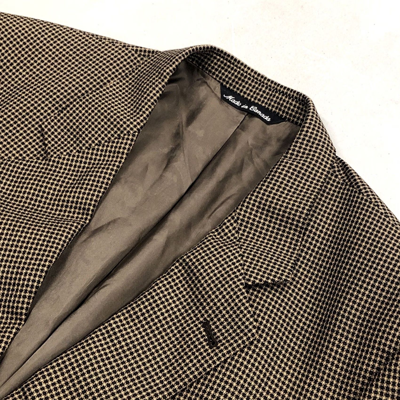 Jack Victor VINTAGE Jack Victor Montreal Blazer Mens 46R Beige Plaid Wool Silk Sport Coat Jacket Size 46R - 2 Thumbnail