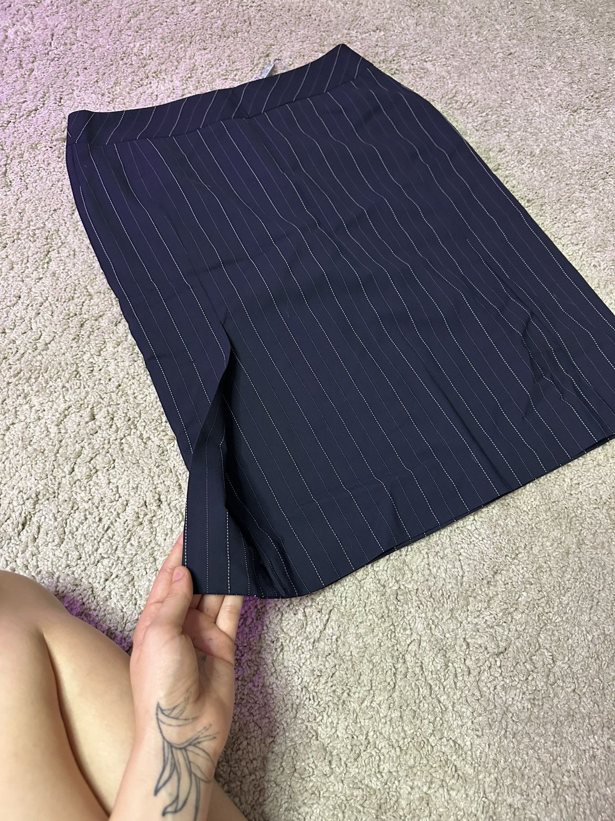 Max Mara Max Mara tailleur pinstripe skirt midnight blue tg.42 IT Size 28" / US 6 / IT 42 - 3 Thumbnail