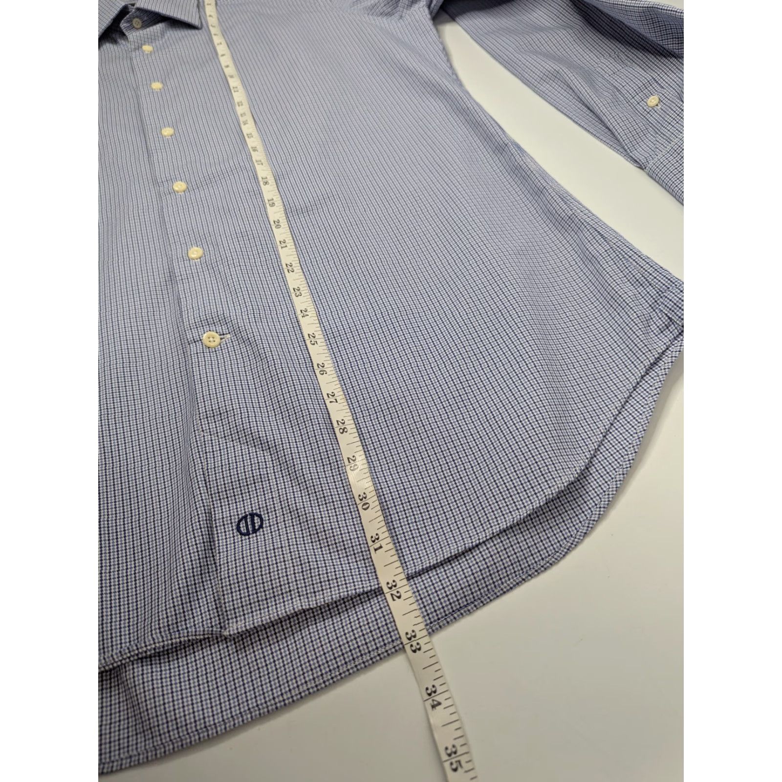 David Donahue David Donahue Dress Shirt Mens 17 34/35 Trim Fit Long Sleeve Tattersall Blue Dress Shirt Mens 17 34/35 Blue Tattersall Slim Long Sleeve Collared Shirt Size 46R - 6 Thumbnail