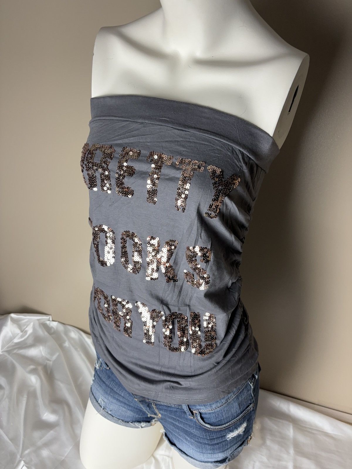 Vintage Vintage Glamour Text Tube Tank Top Size S / US 4 / IT 40 - 4 Thumbnail