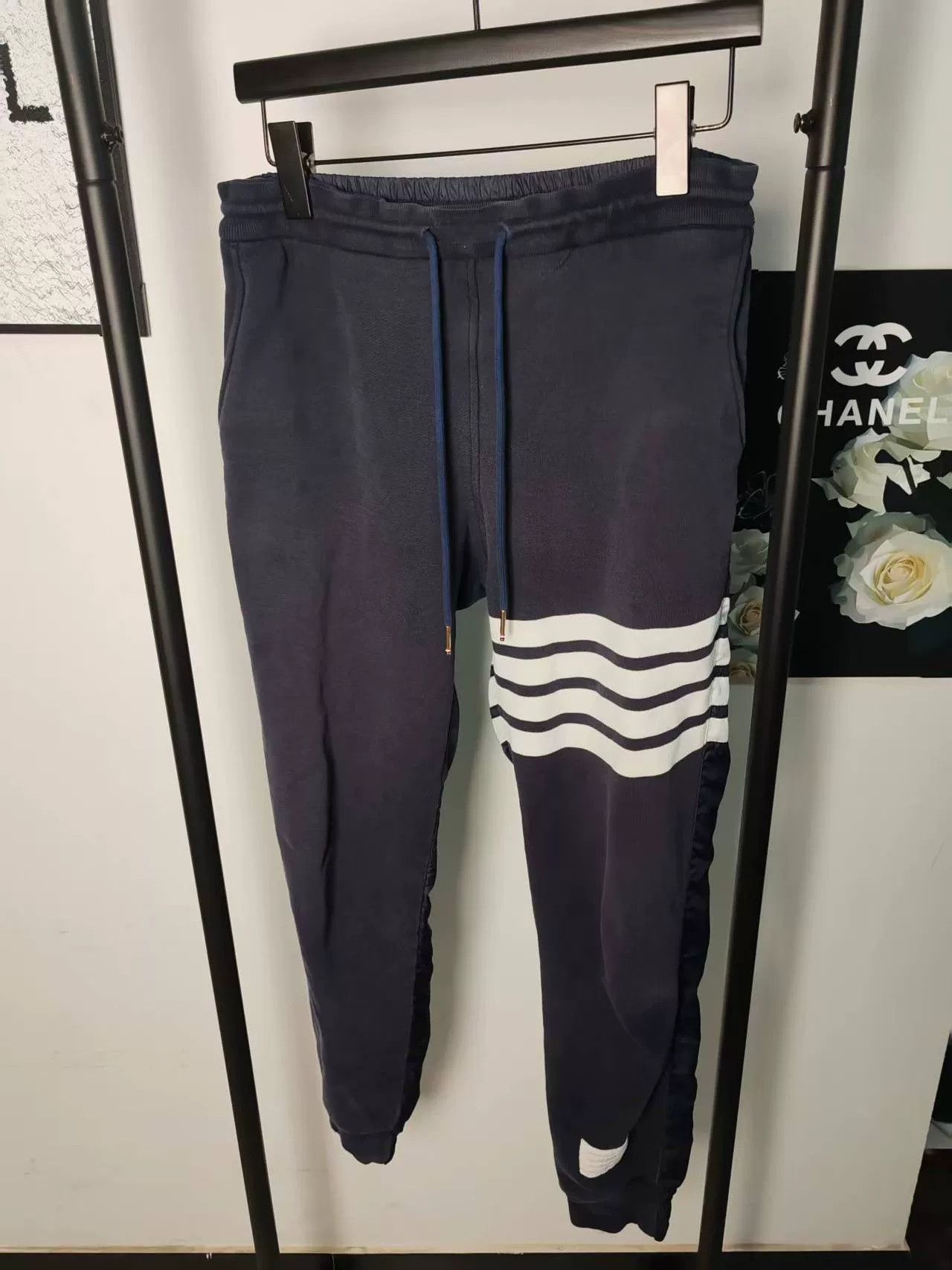 TB Thom Browne Navy Stripe Sweatpants