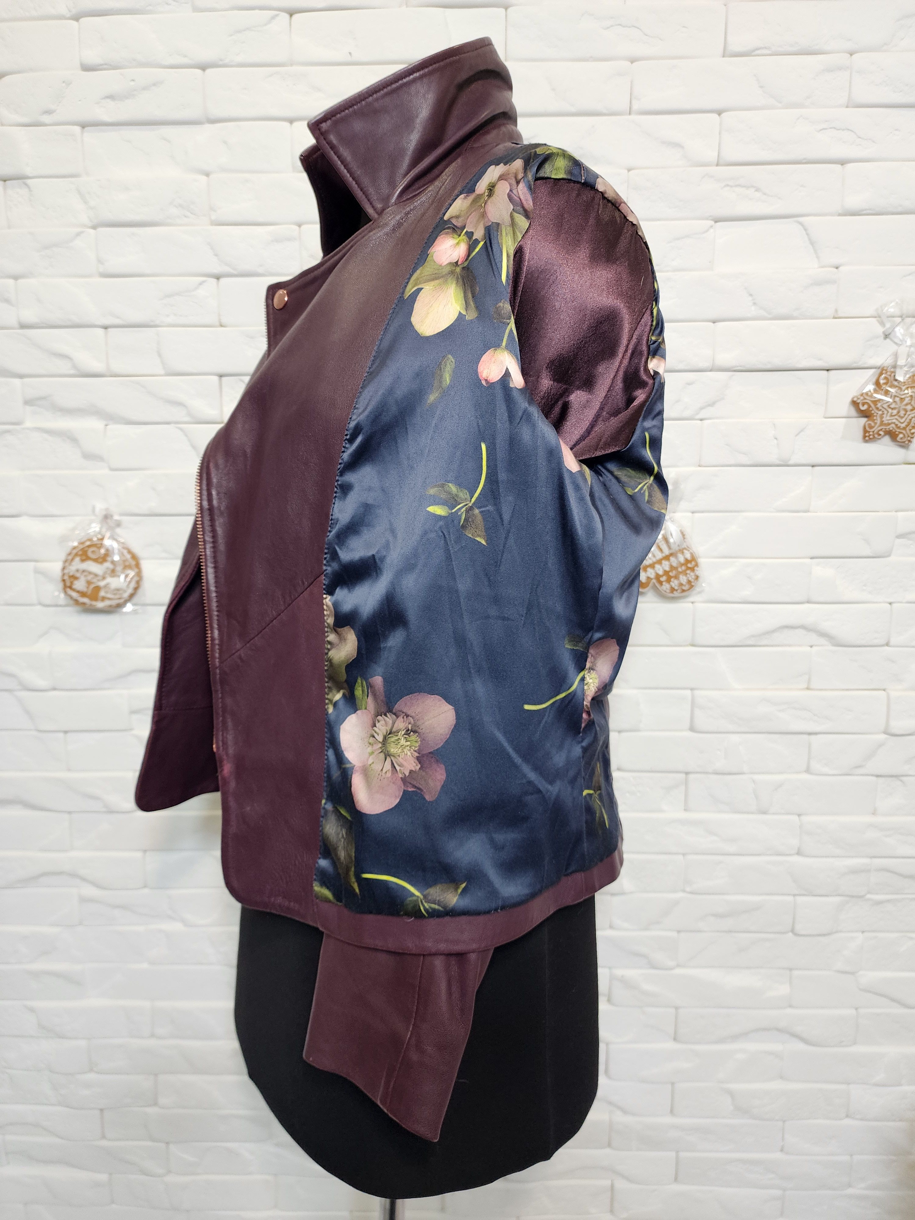 Genuine Leather Purple Leather Jacket: Women's Vintage Biker Jacket Size M / US 6-8 / IT 42-44 - 10 Thumbnail