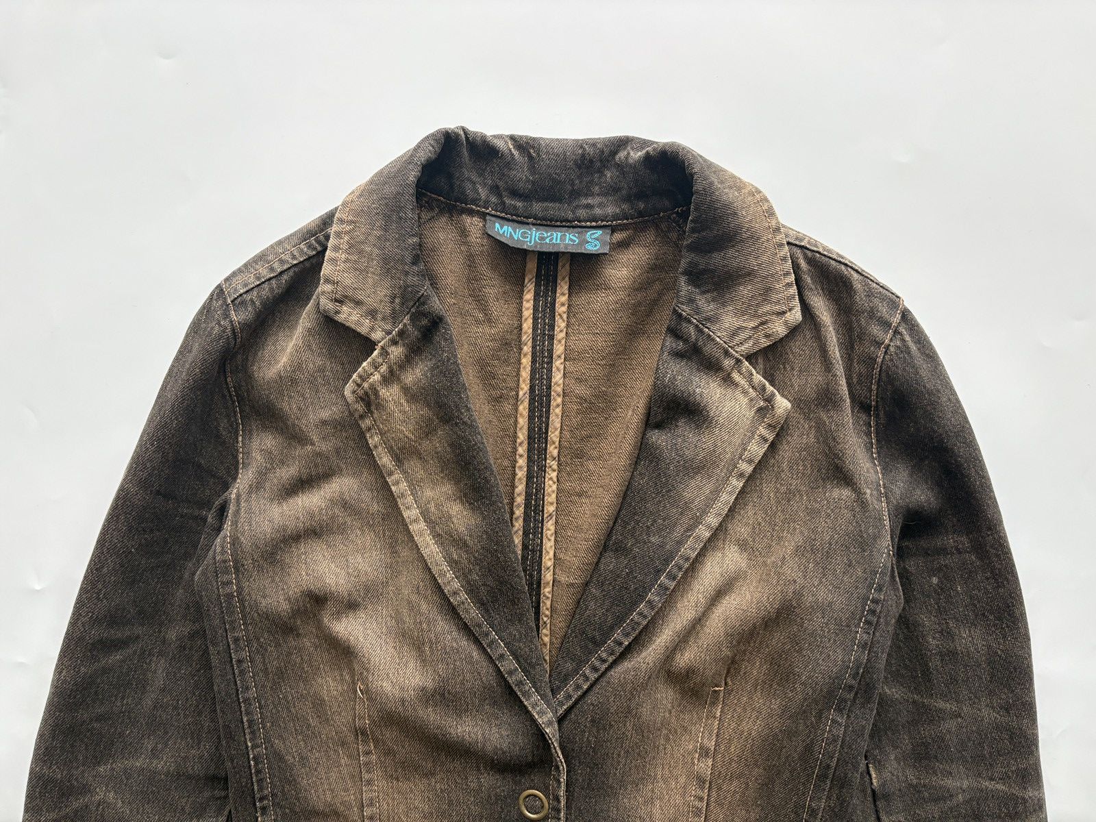 Japanese Brand Distressed Dark Brown Denim Blazer Jacket Opium Archive S Size S / US 4 / IT 40 - 2 Thumbnail