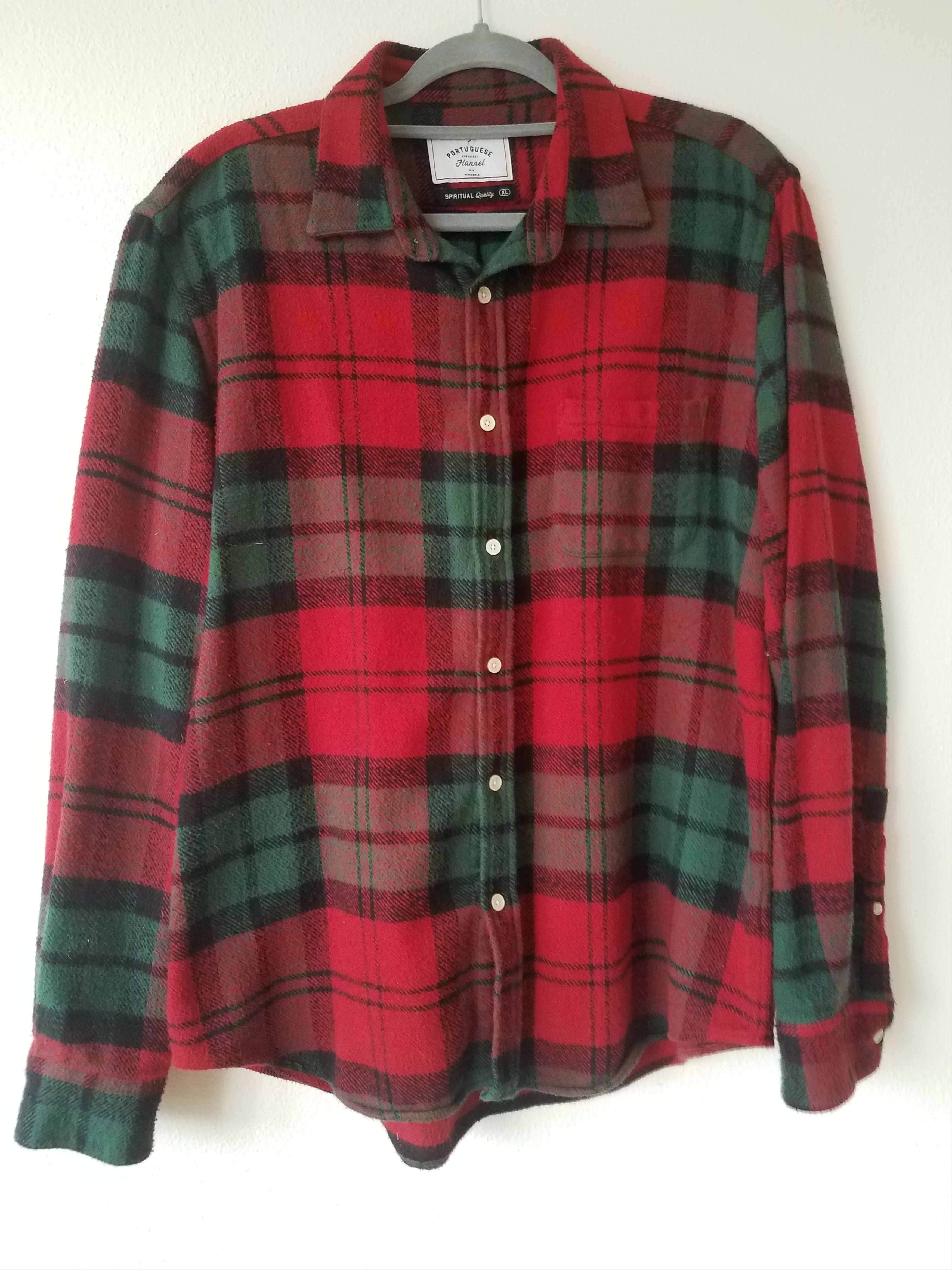 Portuguese Flannel Red and Green Plaid Shirt Size US XL / EU 56 / 4 - 1 Thumbnail