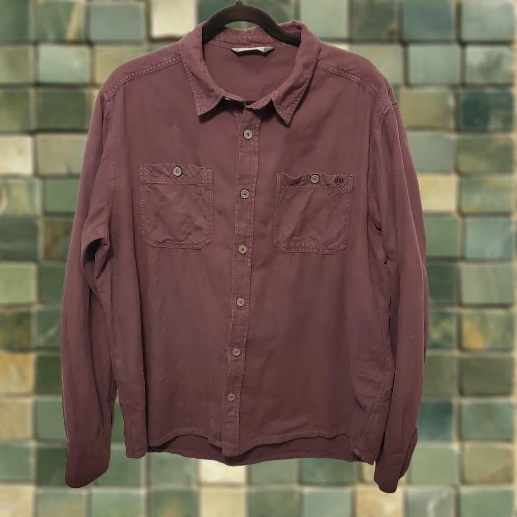 Vintage Stio Miter Flannel Shirt Mens XL Purple Brushed Organic Cotton Button Up Size US XL / EU 56 / 4 - 1 Thumbnail