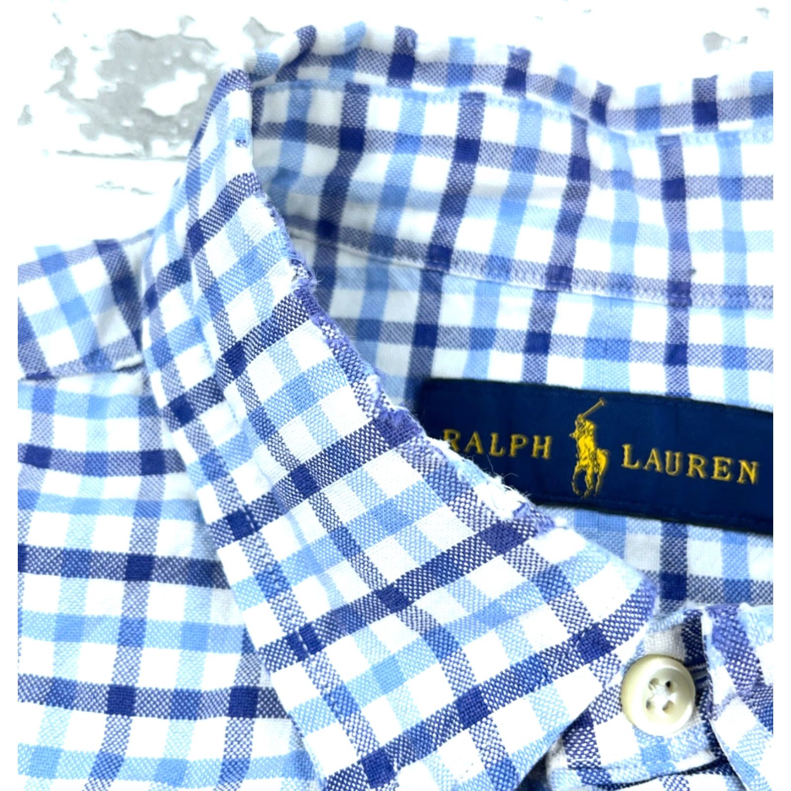 Ralph Lauren Ralph Lauren Shirt Men Medium Blue Button Up Oxford Cloth Tattersall Plaid Dress Shirt Size 40R - 7 Thumbnail