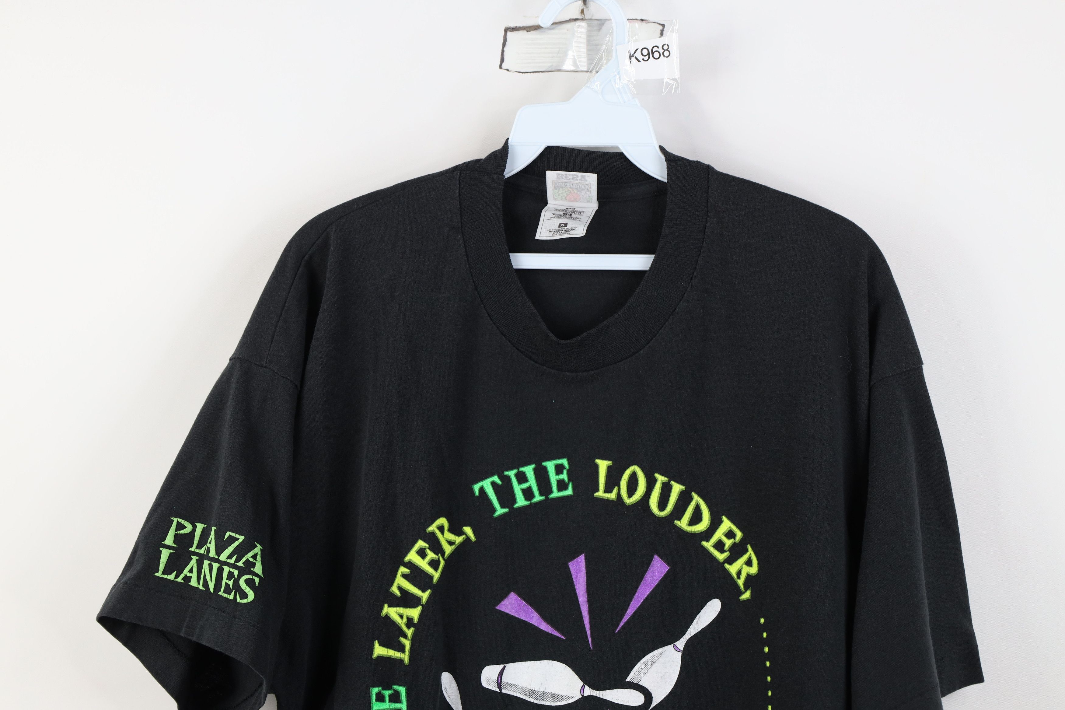Vintage Vintage 90s Plaza Lanes Bowling Alley Staff T-Shirt Black Size US XL / EU 56 / 4 - 2 Thumbnail