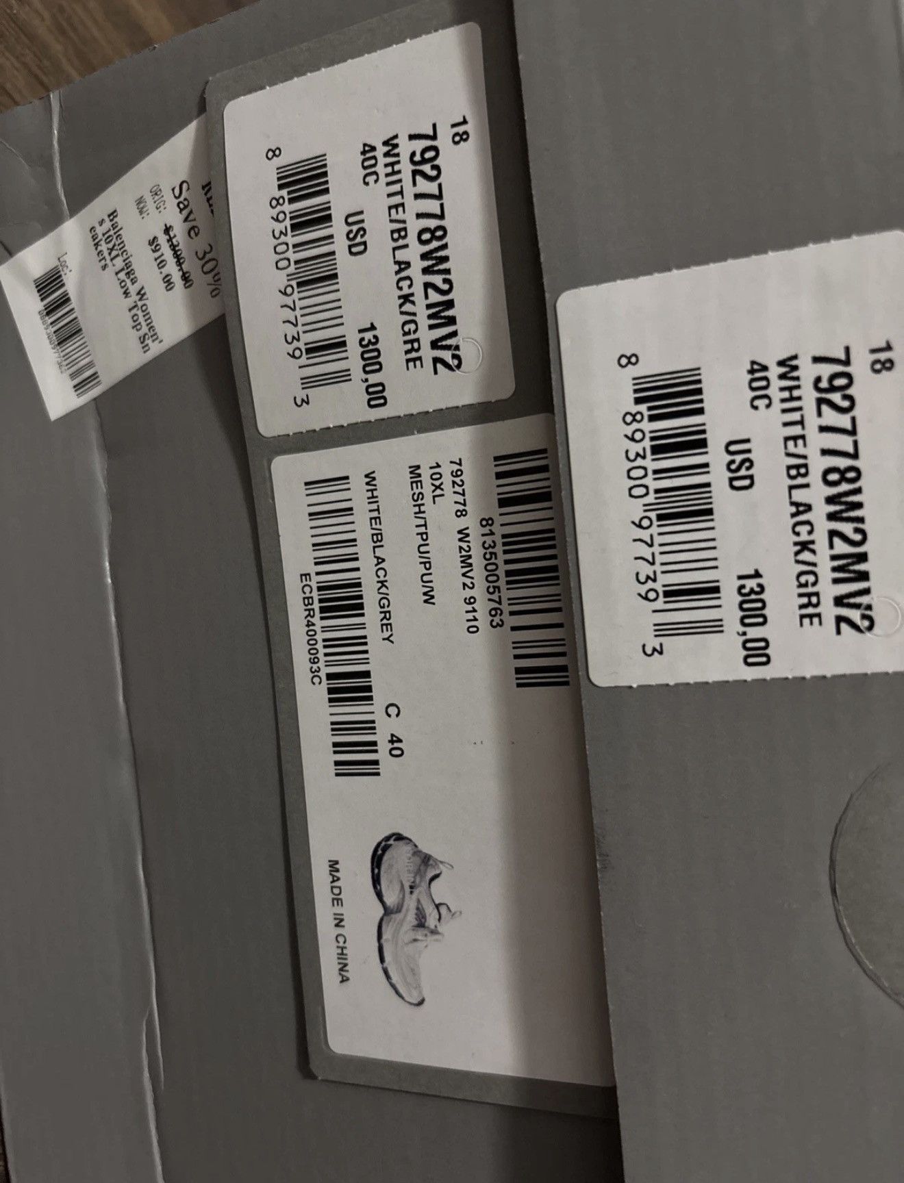 Balenciaga Balenciaga 10XL T7 Blanco/Gris/Negro 792778W2MV2 Auténtico Size US 7 / EU 40 - 4 Thumbnail