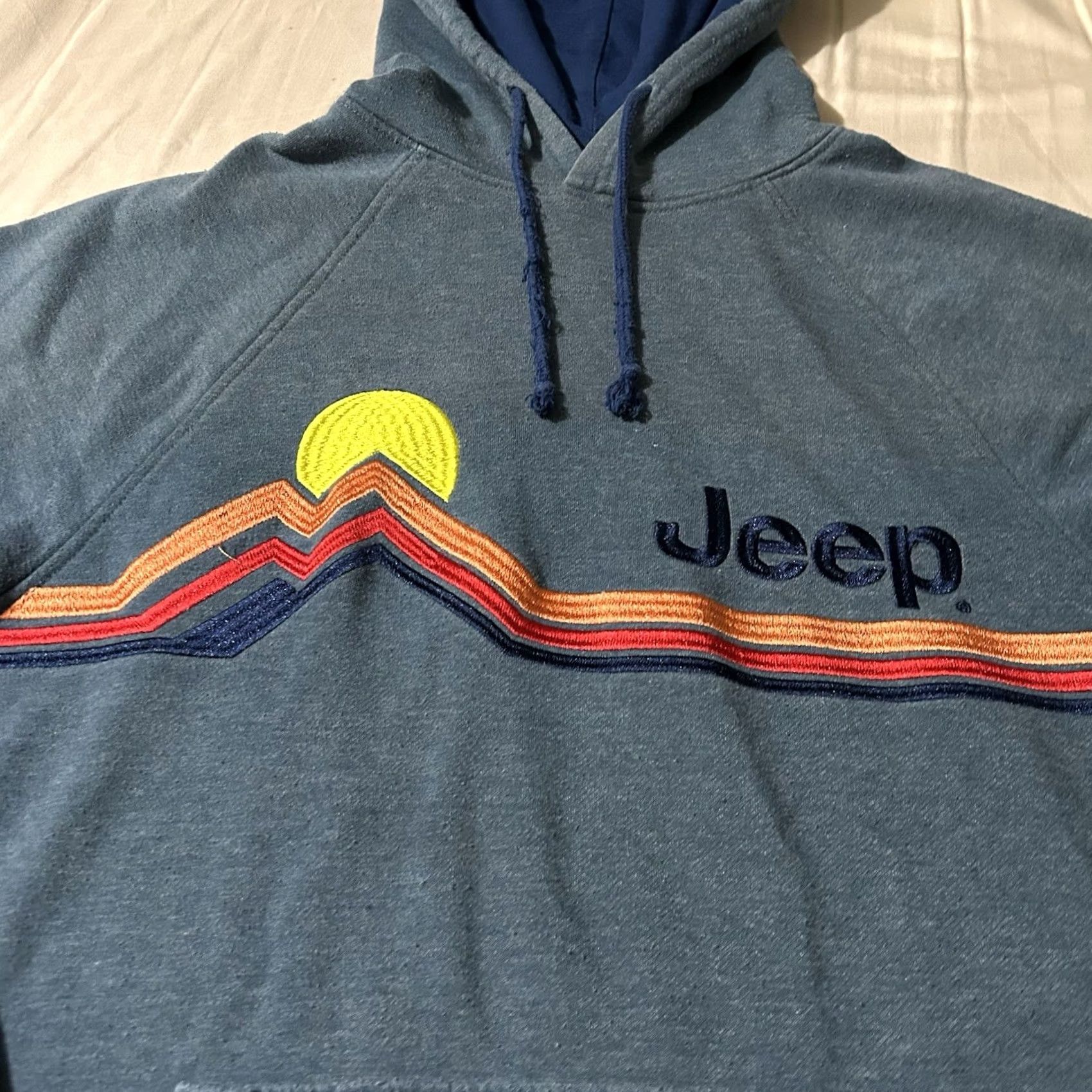 Jeep Jedco Multicolor Stripe Jeep Car Hoodie Size Medium Mens Blue Stripe Pullover Hoodie Car Theme M Size US M / EU 48-50 / 2 - 2 Thumbnail