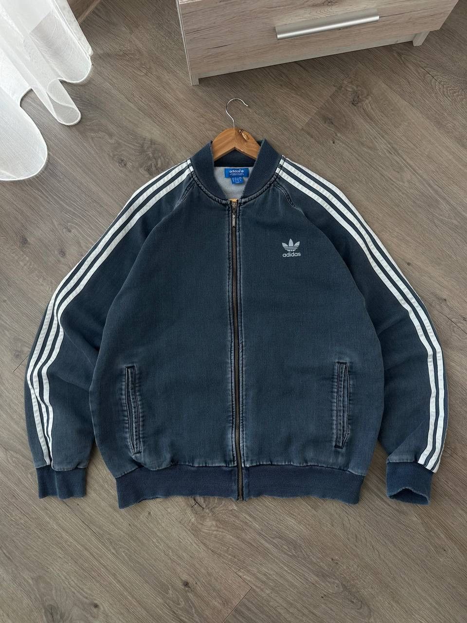 Adidas × Vintage Vintage Adidas Distressed Faded Blue Zip Hoodie Size US XL / EU 56 / 4 - 9 Thumbnail