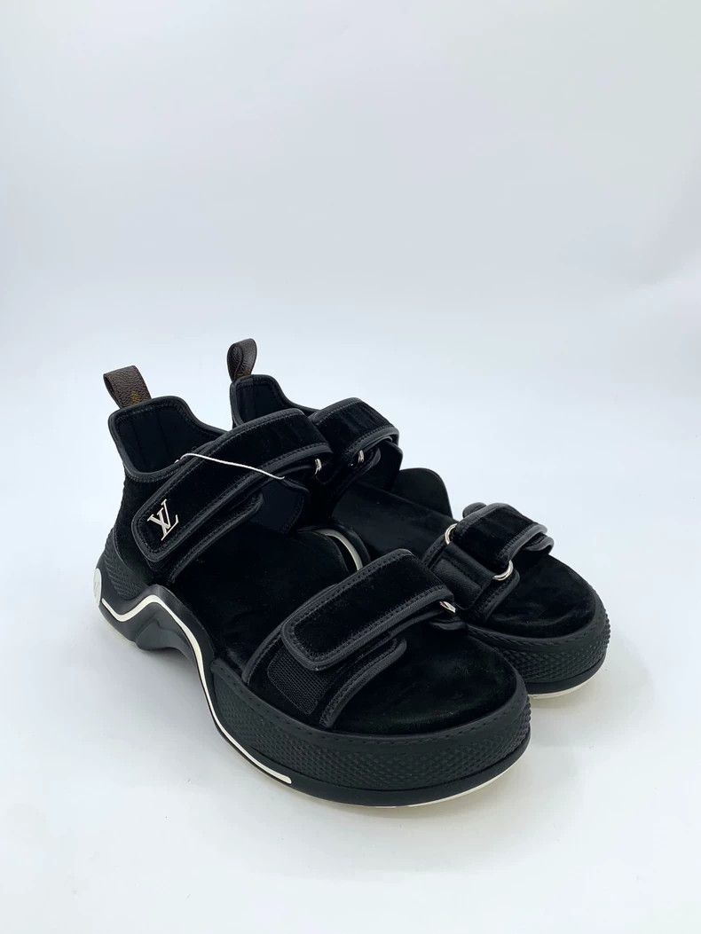 Louis Vuitton Louis Vuitton Black suede platform sandals Size US 5.5 / EU 38 - 2 Thumbnail