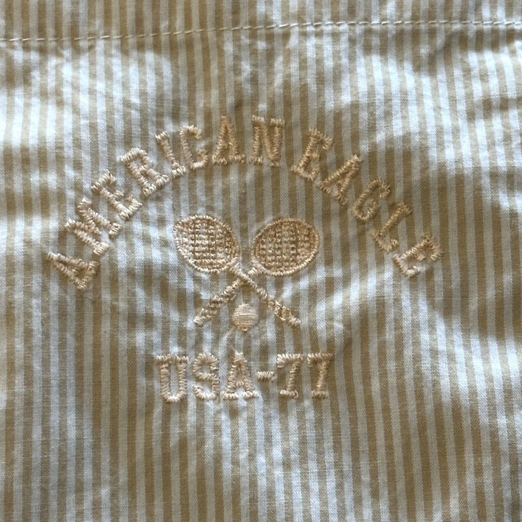 American Eagle Outfitters American Eagle Outfitters Button-Up Shirt Mens XL Striped Beige Cotton Woolen? No, Cotton Size US XL / EU 56 / 4 - 3 Thumbnail