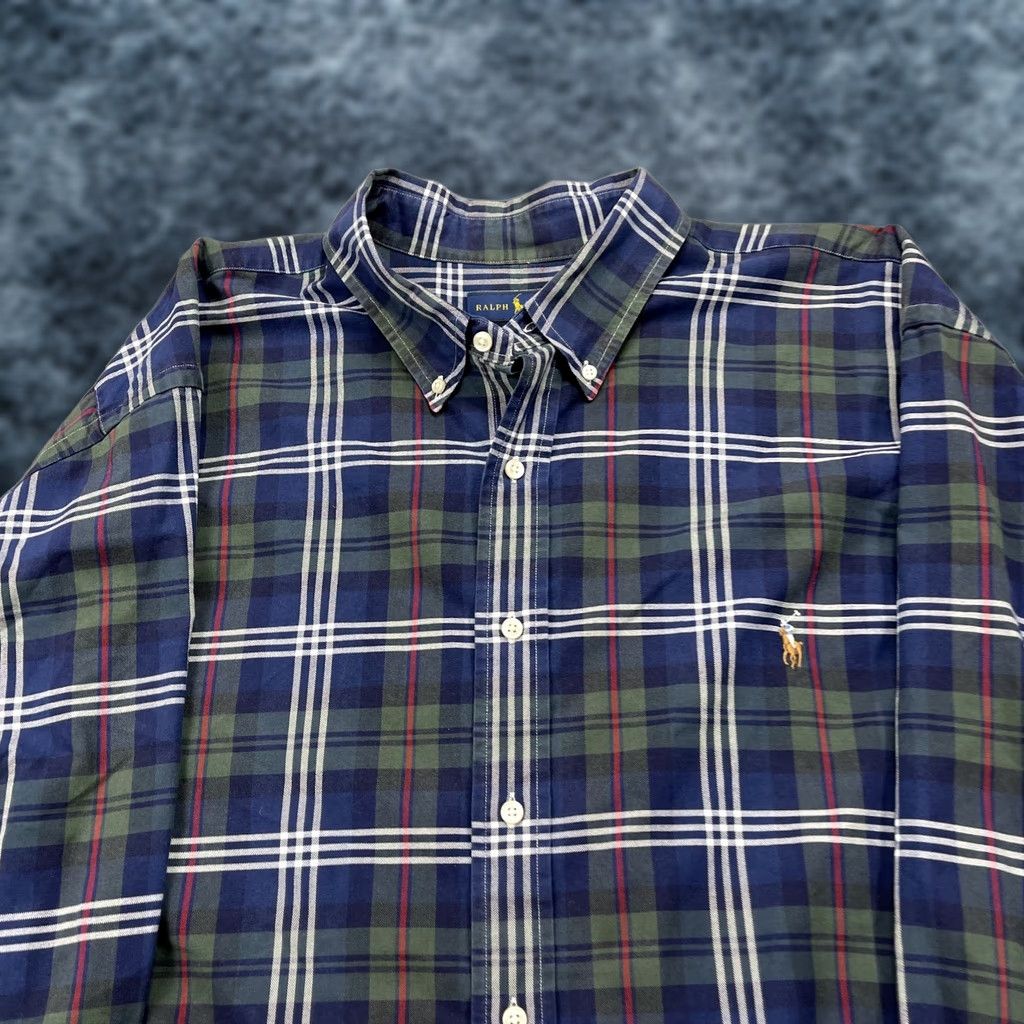 Ralph Lauren Ralph Lauren Shirt Mens 3XB Big Plaid Pony Blue Green Long Sleeve 100% Cotton Shirt Size US XXL / EU 58 / 5 - 1 Thumbnail