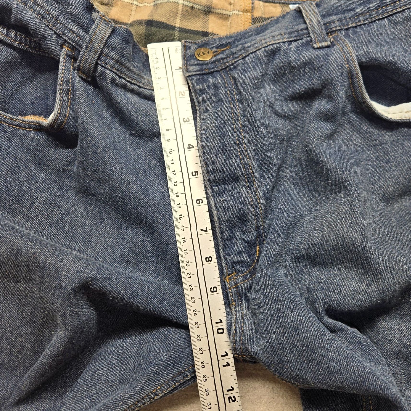Vintage Key Jeans Men 40x30 Dark Blue Denim Lined Flannel Straight Size US 40 / EU 56 - 6 Thumbnail