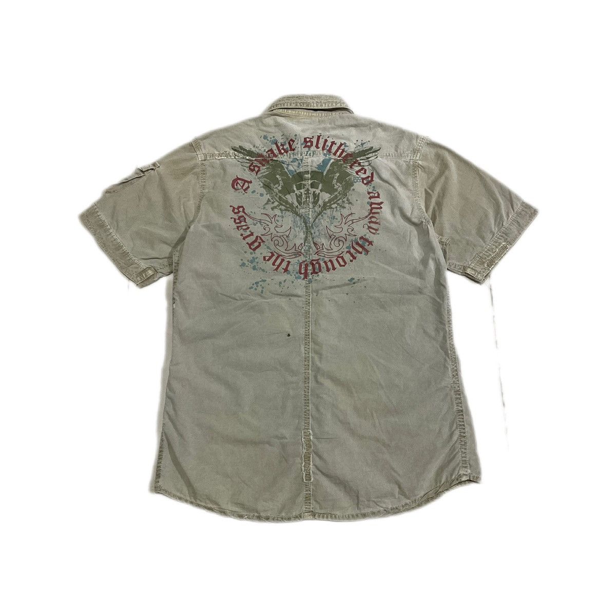 Hysteric Glamour × If Six Was Nine × Japanese Brand 🔥Sick Y2K Omkoe Skull Tribal Shirt Distressed Size US M / EU 48-50 / 2 - 2 Thumbnail