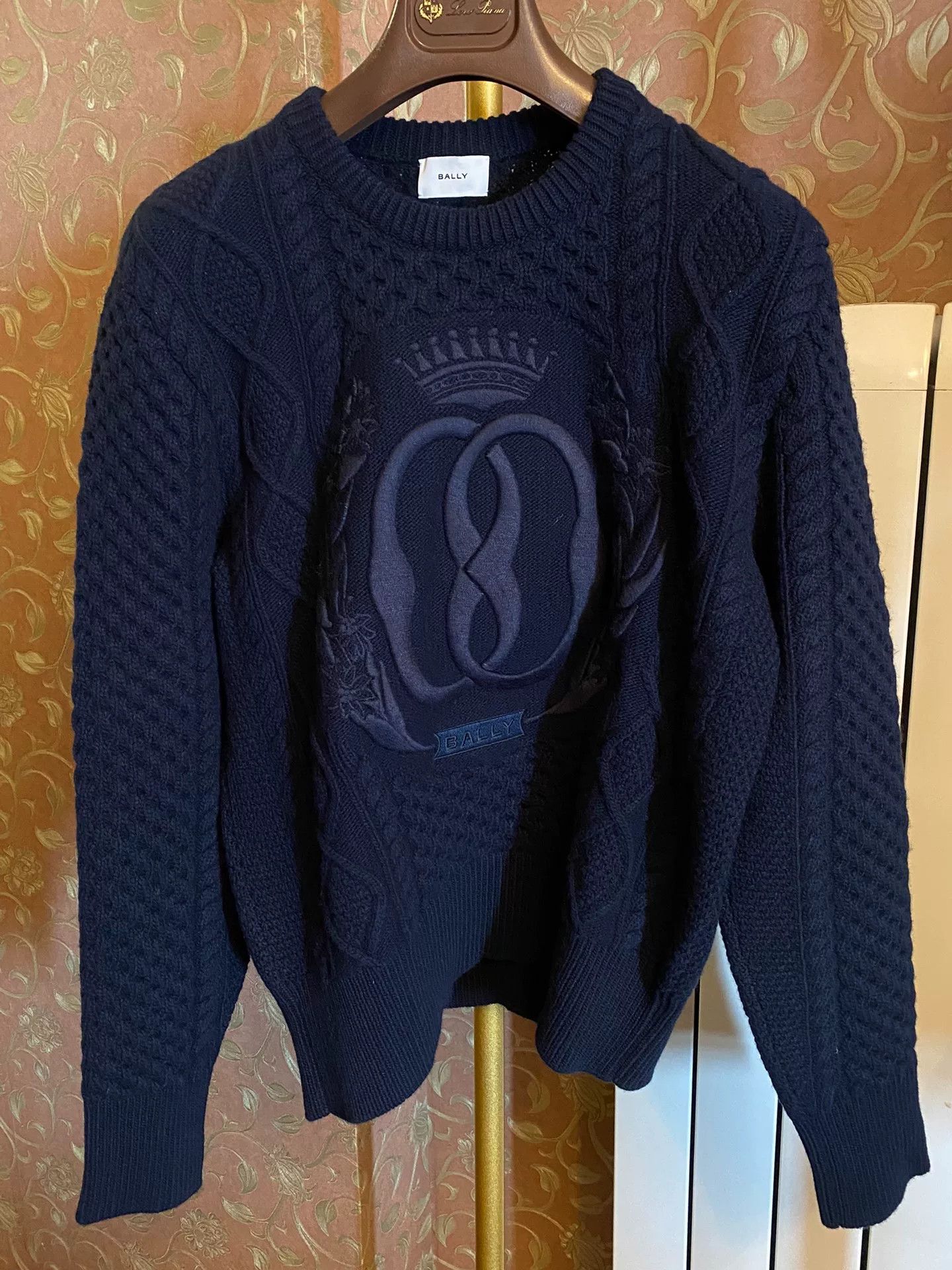 Bally BALLY Dark Blue Wool Cable Knit Sweater Size US S / EU 44-46 / 1 - 1 Thumbnail