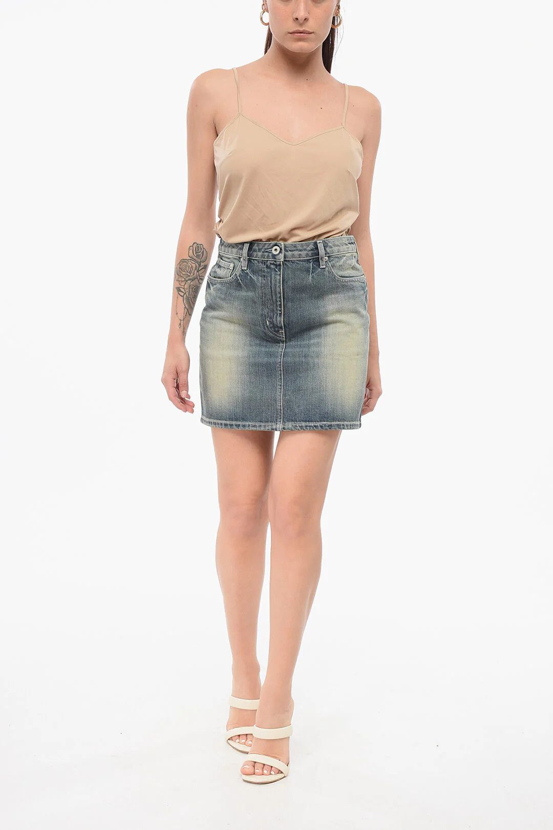 Kenzo og1mm0426 Vintage-Wash Denim Mini Skirt in Blue Size 28" / US 6 / IT 42 - 4 Thumbnail